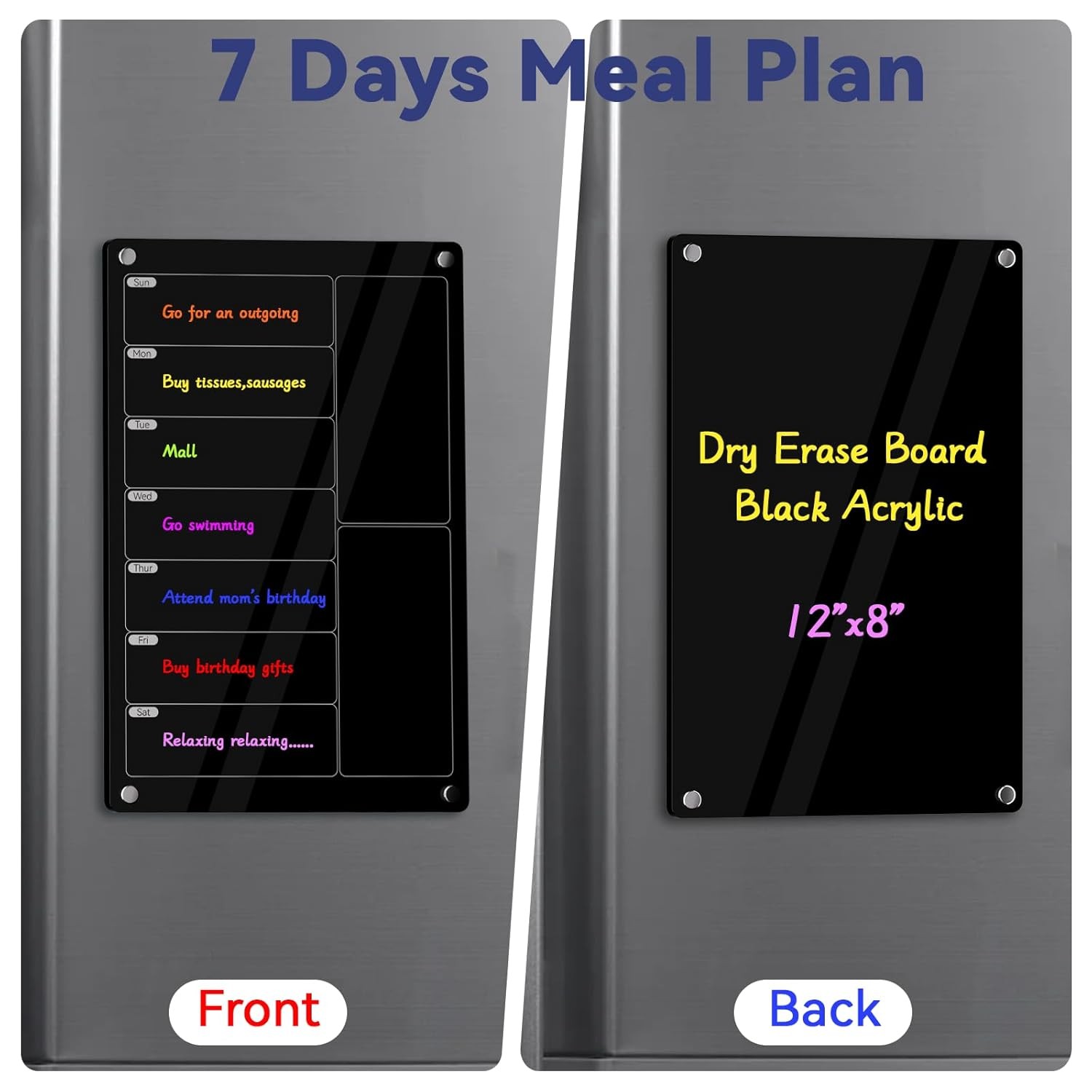 Acrylic Meal Planner Magnetic Weekly Menu Board Kitchen Fridge Menu Planner