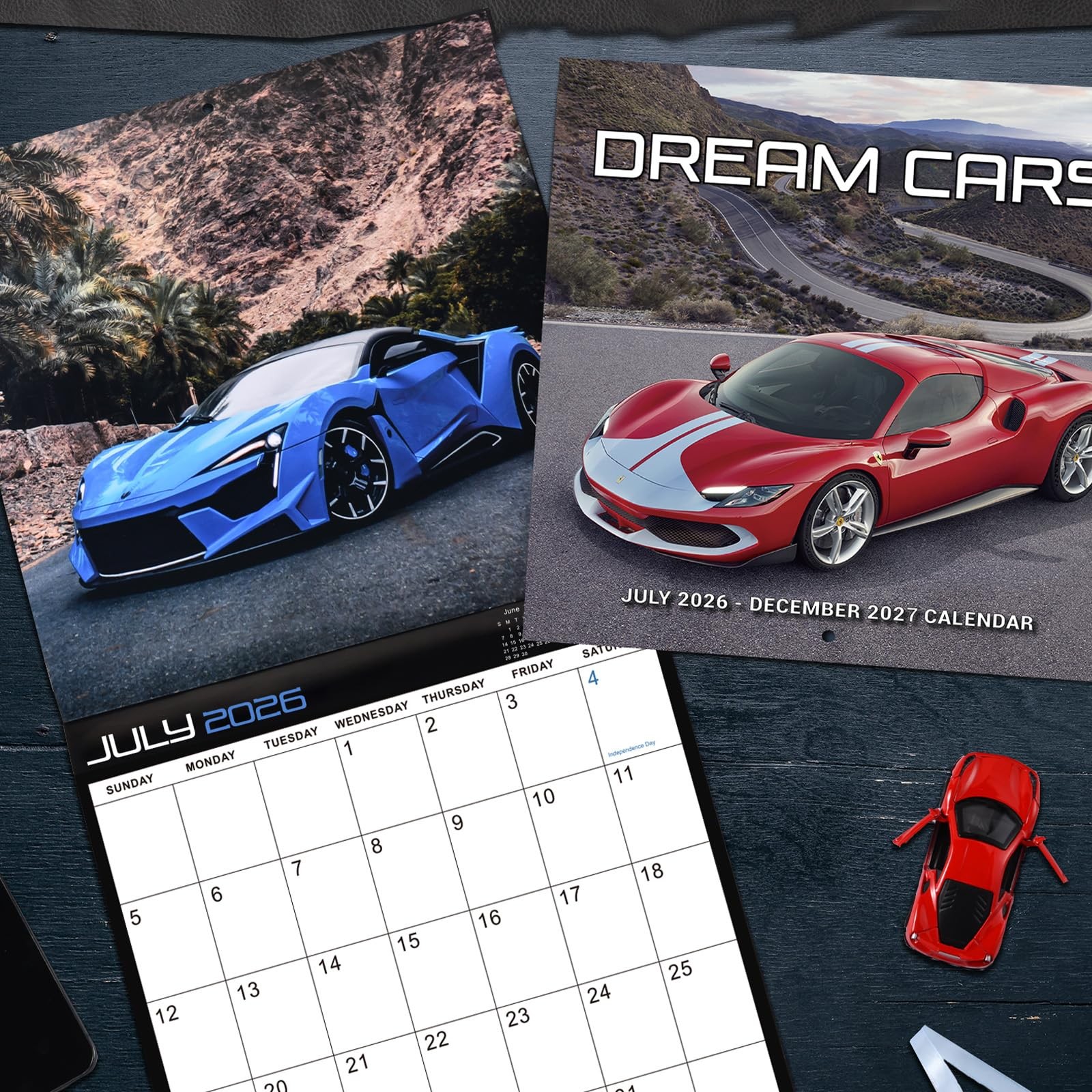 Wall Calendar 2026-2027 – Cars from Jul. 2026 to Dec. 2027, multi