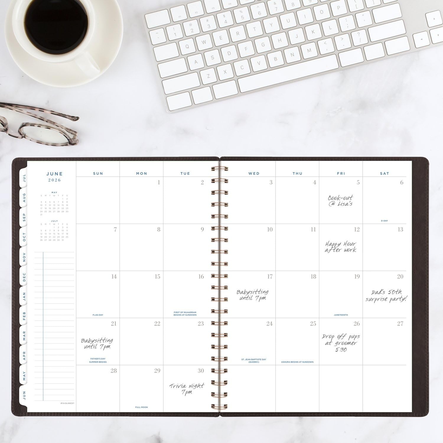 AT-A-GLANCE Planner 2025-2026 Academic, Weekly & Monthly, 8-1/2″ x 11″, Brown