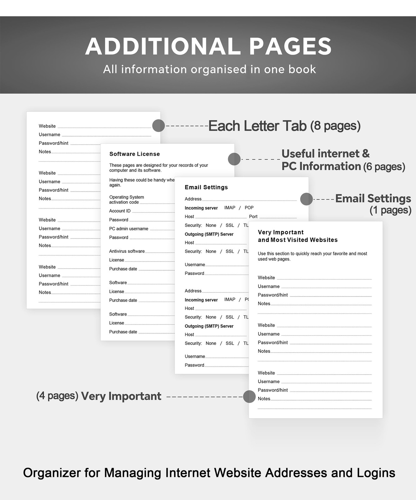 Password Book with Colorful Alphabetical Tabs, 8.4″ x 5.8″ Hardcover Password…