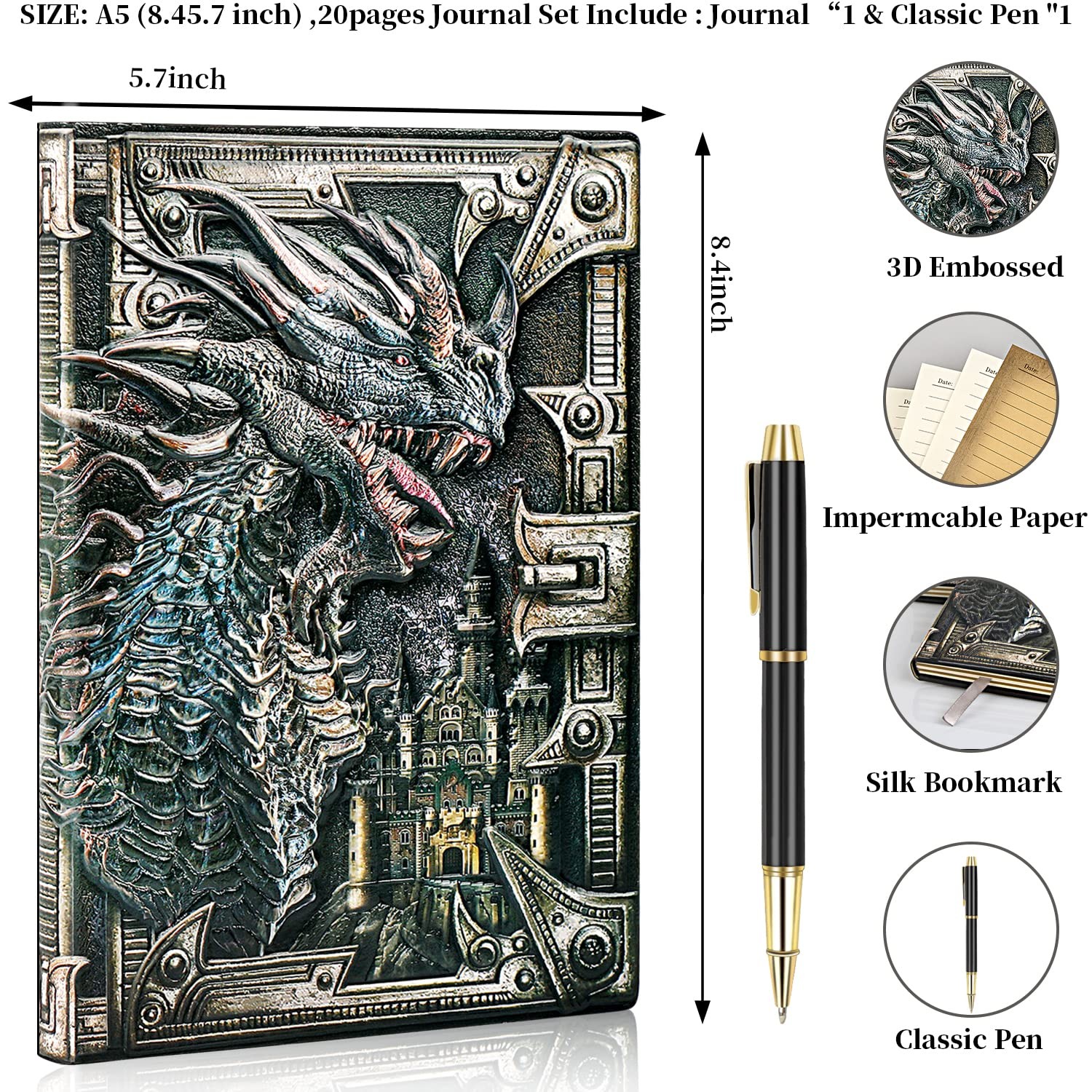 LongLongJin DND dungeon and dragon Notebook 3D Embossed Colorful Dragon