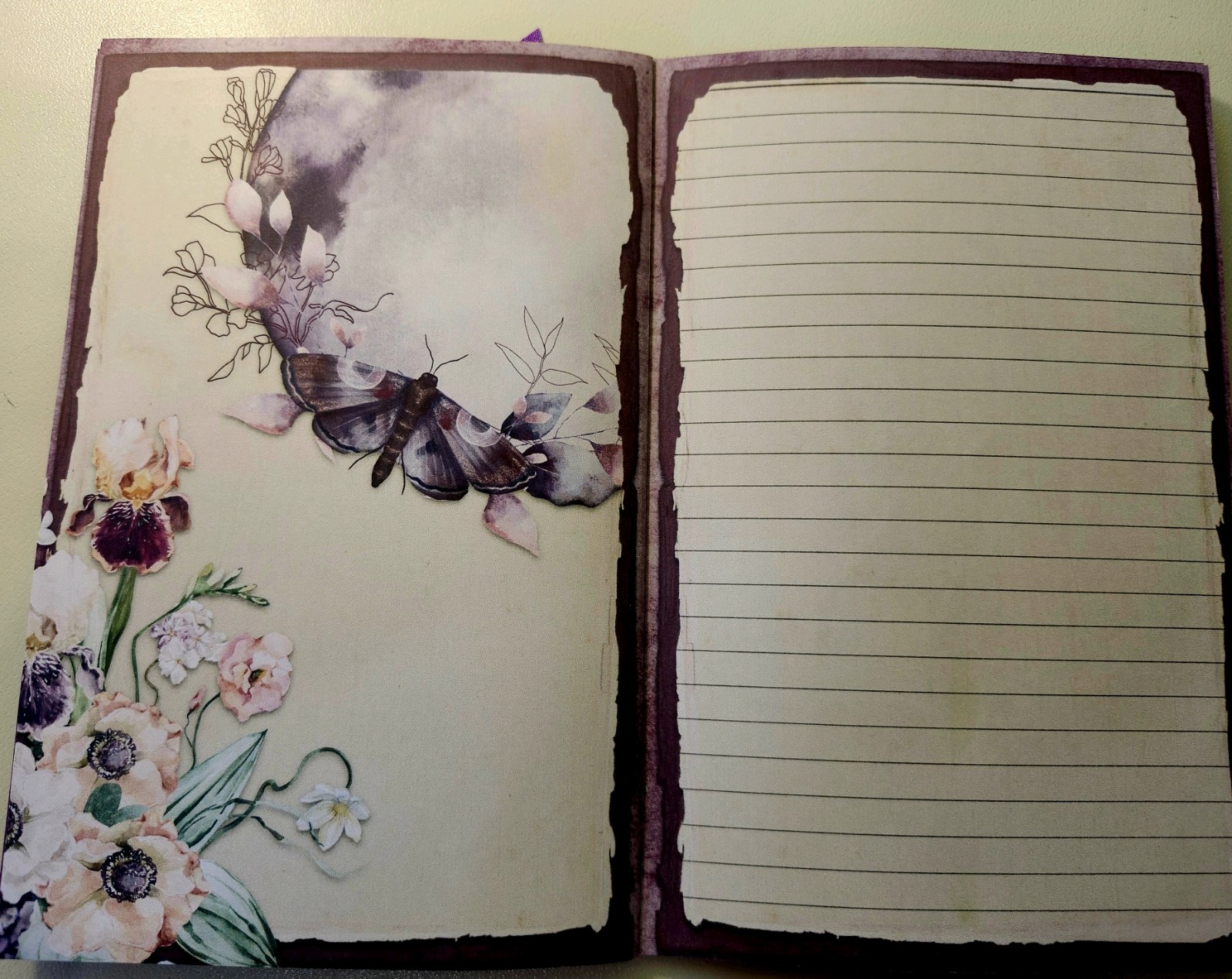Junk Journal Blank Booklet “MOON GARDEN” Handmade Lg 8.5″x5.5″ 40pgs Lunar Phase