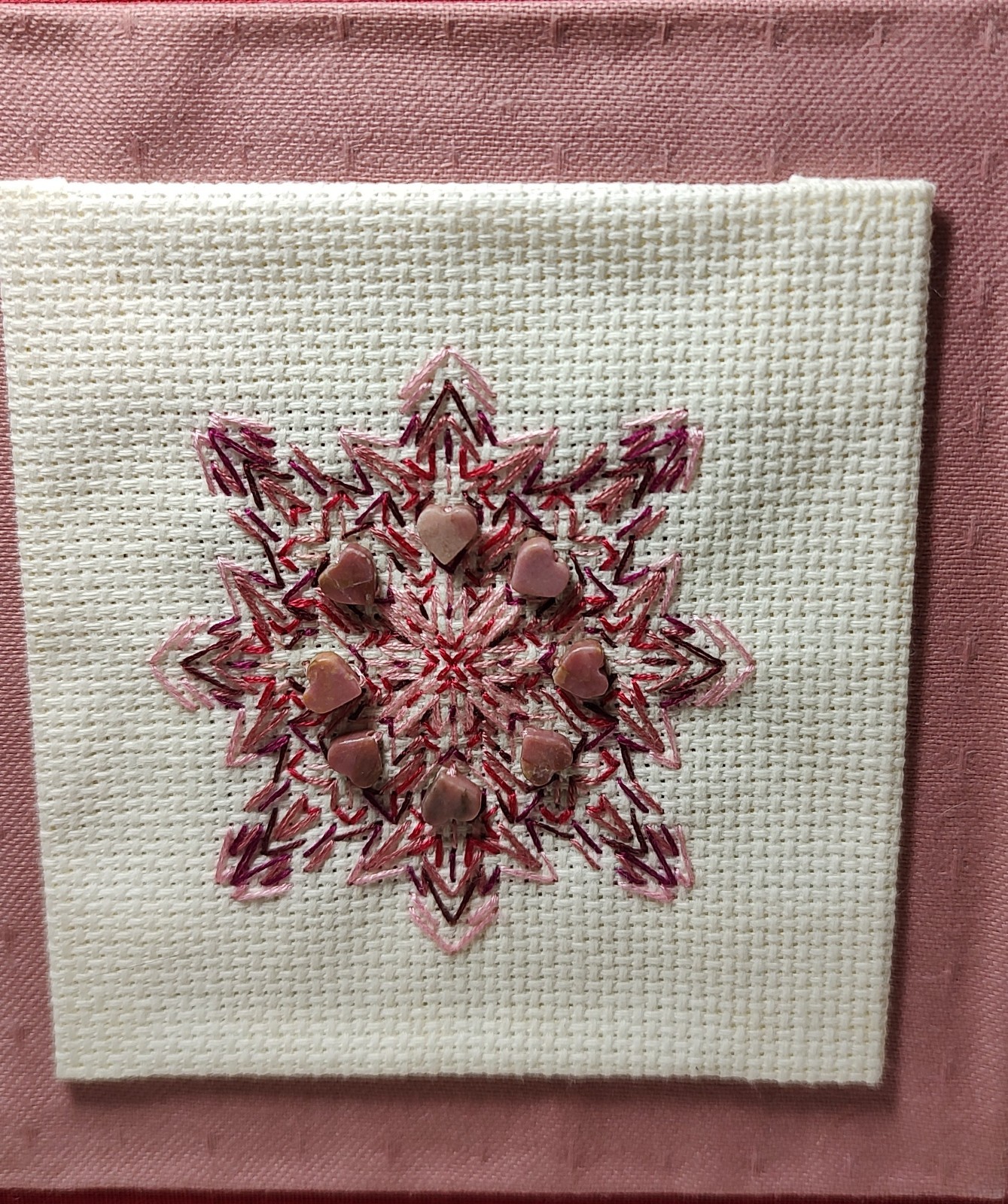 Hardcover Journal Red With Completed Textured Counted Cross Stitch Cover SEE