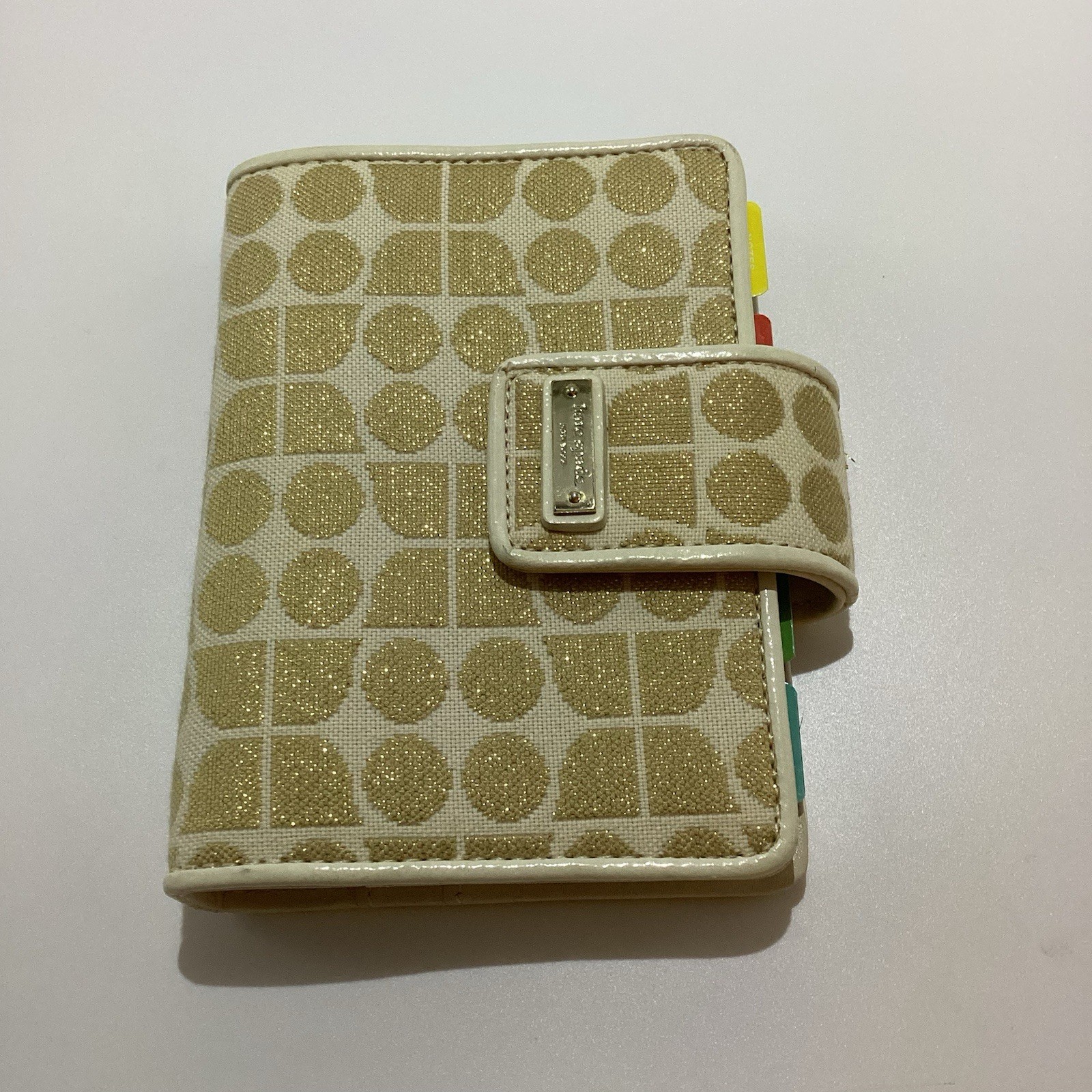 KATE SPADE NOEL PLANNER AGENDA ORGANIZER ADDRESS BINDER CREAM GOLD GLITTER NEW