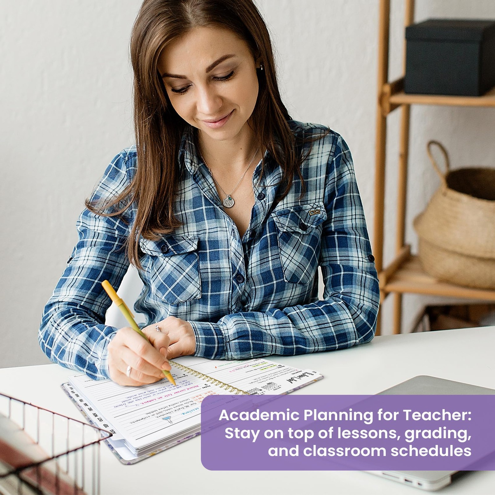Planner 2026–2027, Academic Year Monthly & (6.3″x8.5″)a5, A-Purple Blocks