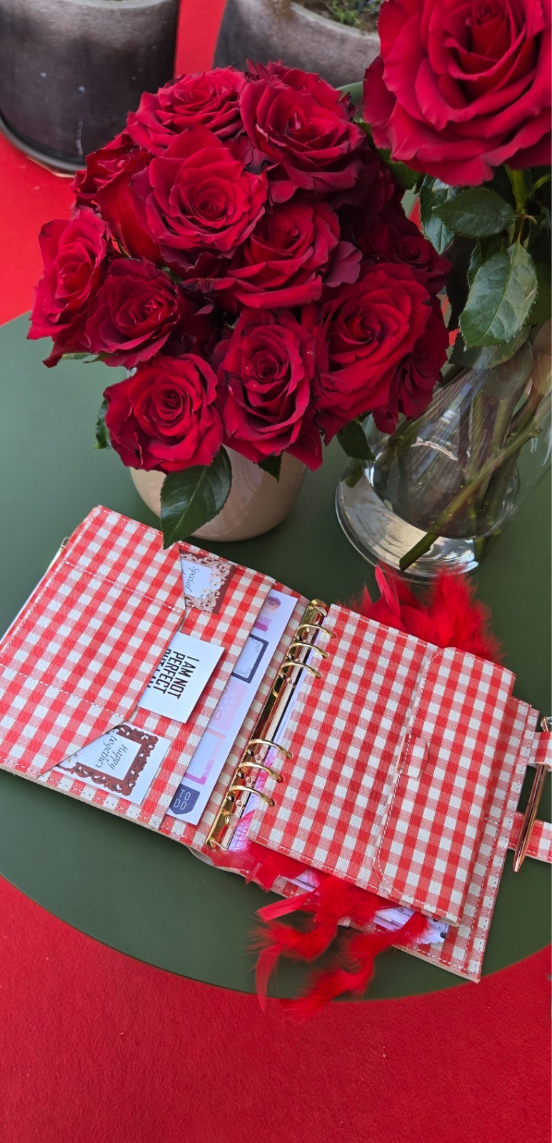 Red Leather notebook cover A5. Red leather weekly planner just 1 in the world