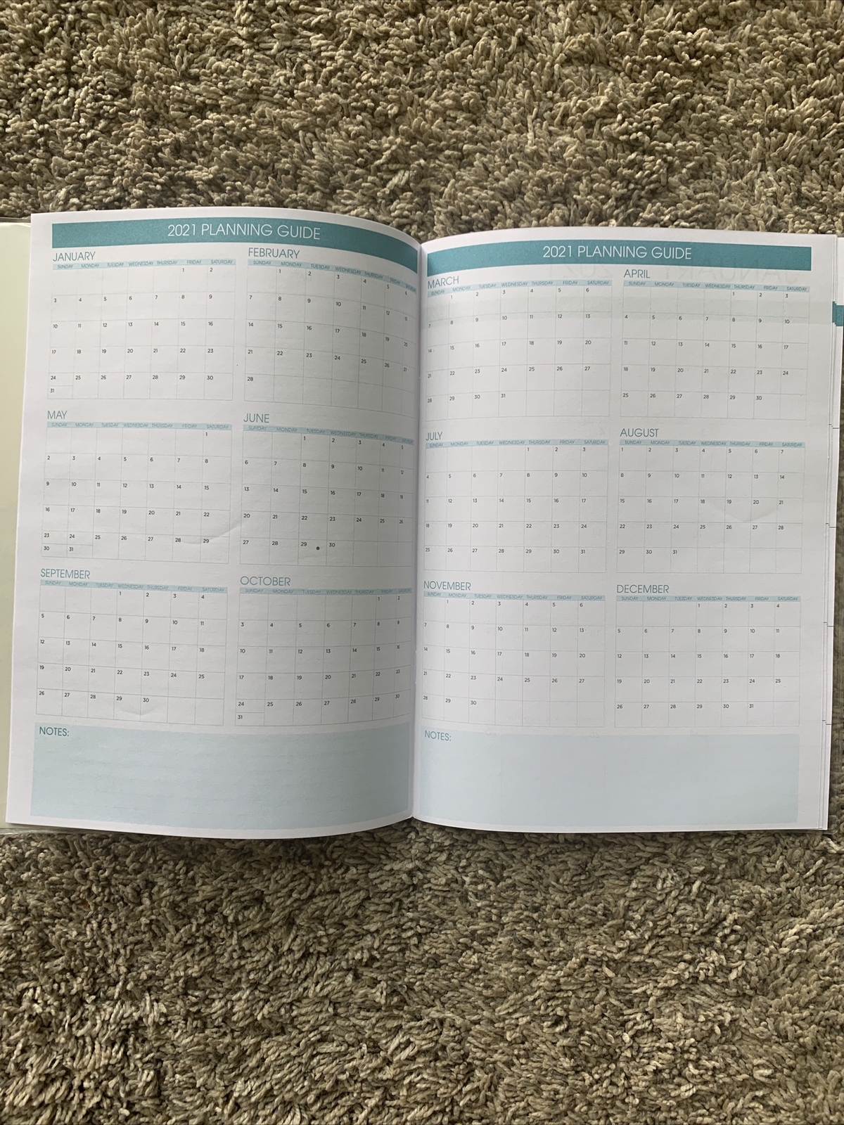 NEW 2021 Monthly Planner Jan – Dec Planner Directory Ocean Blue Colors 32 Pages