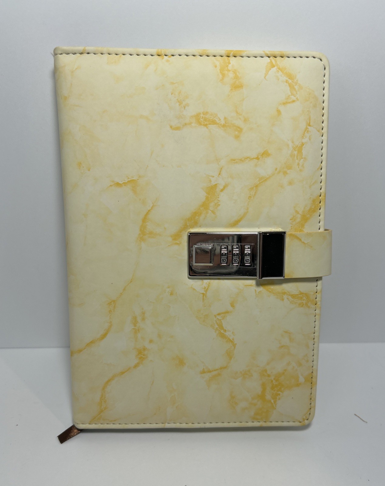 Marble Diary with Lock for Girls and Women, Locked Journal for Teen G Yellow