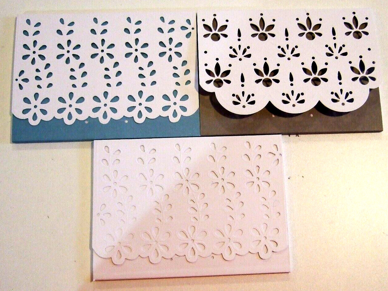 Lot of 3 Floral Heavy Cardstock Covered Lined Tri-Fold Journals – NEW (#8)