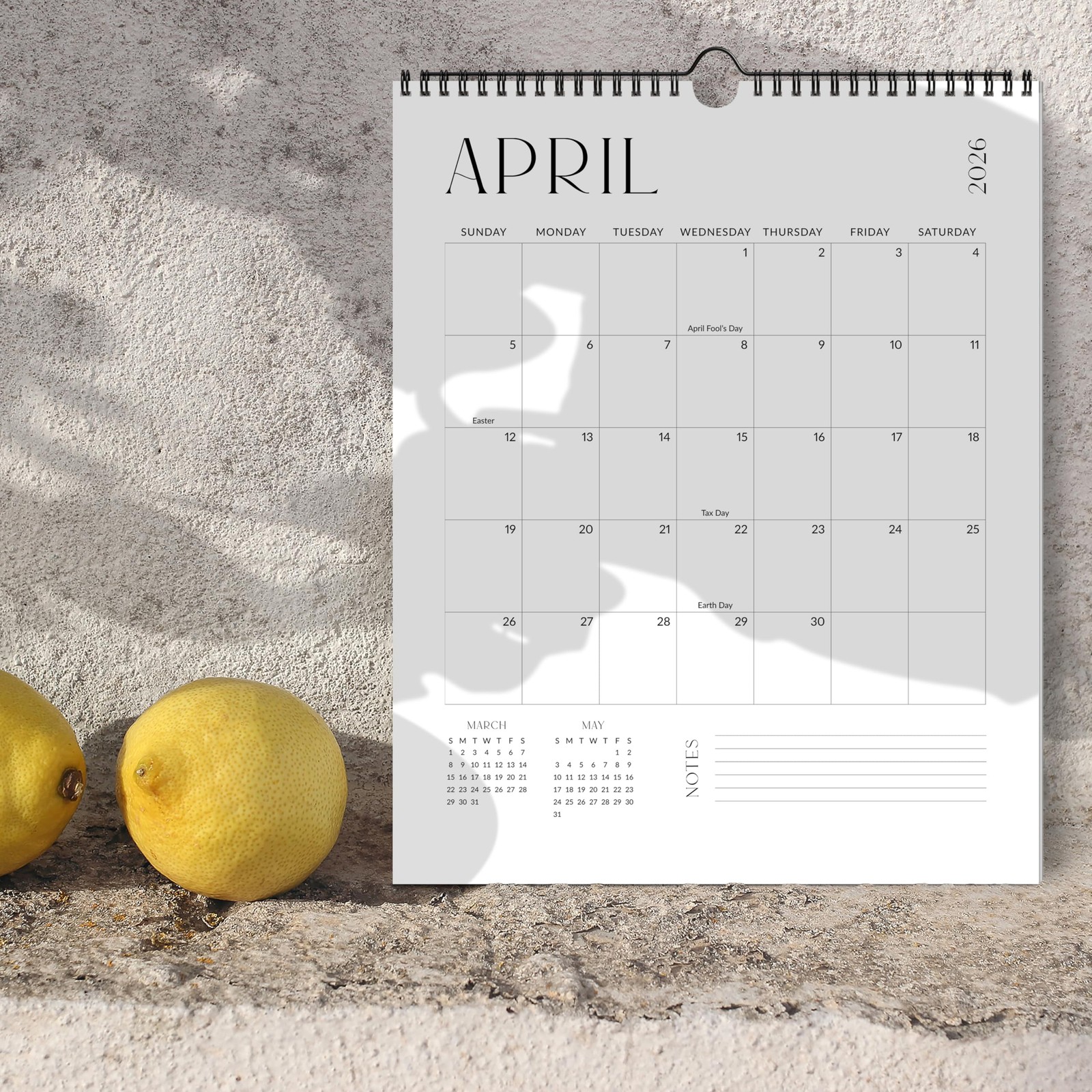 Beautiful 2026-2027 Wall Calendar – Runs from 11.5″ x 14.5″, Black and White