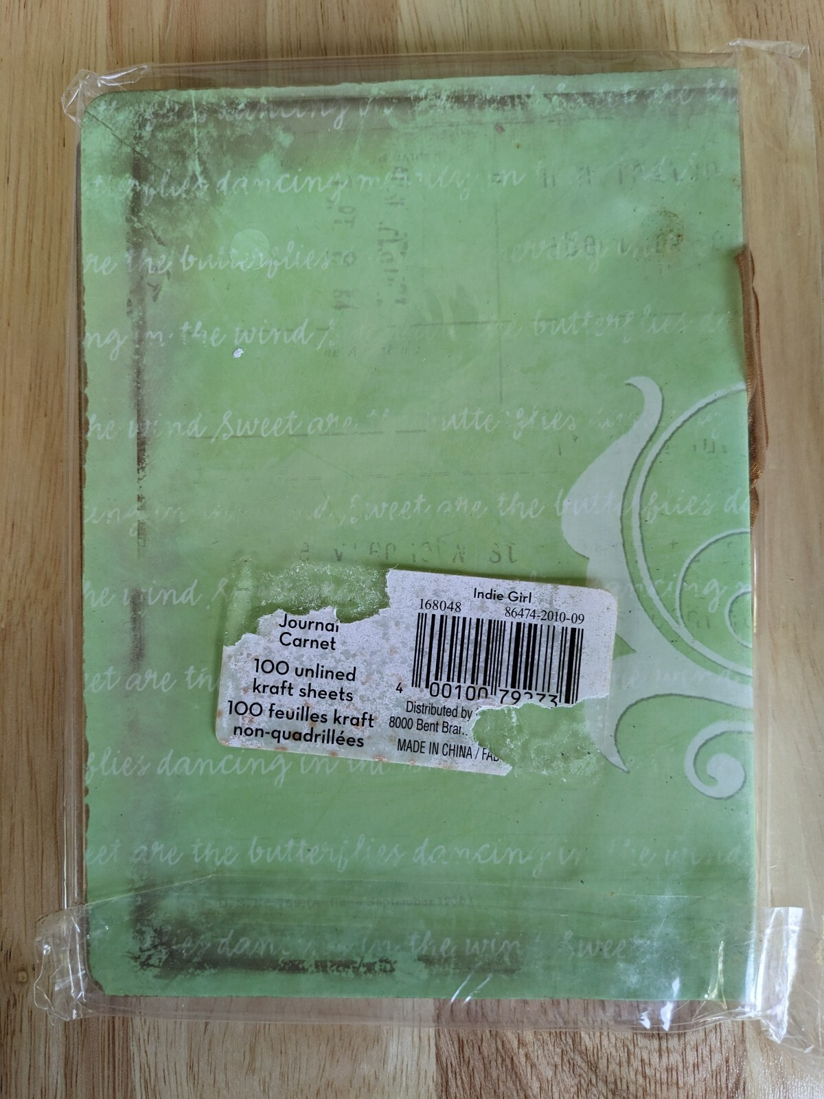 100 Unlined Kraft Sheets “‘Indie Girl’ Cover” Journal, Brand New, Plastic Sealed