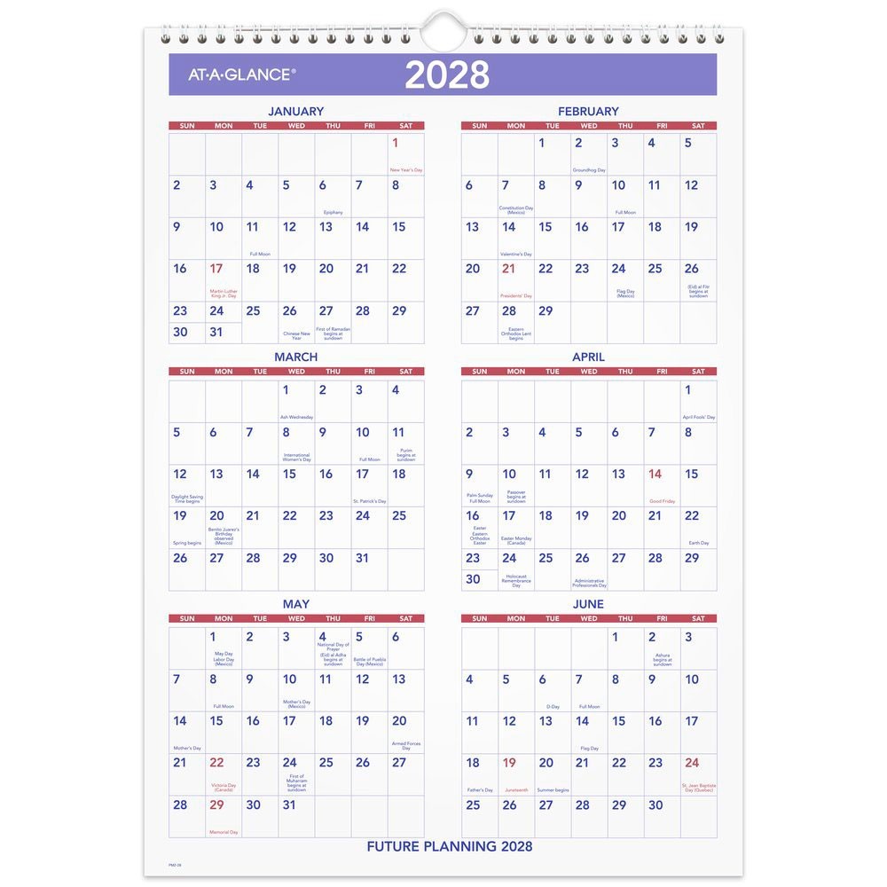 2026 At-A-Glance PM2-28 Monthly Wall Calendar, 12 x 17″