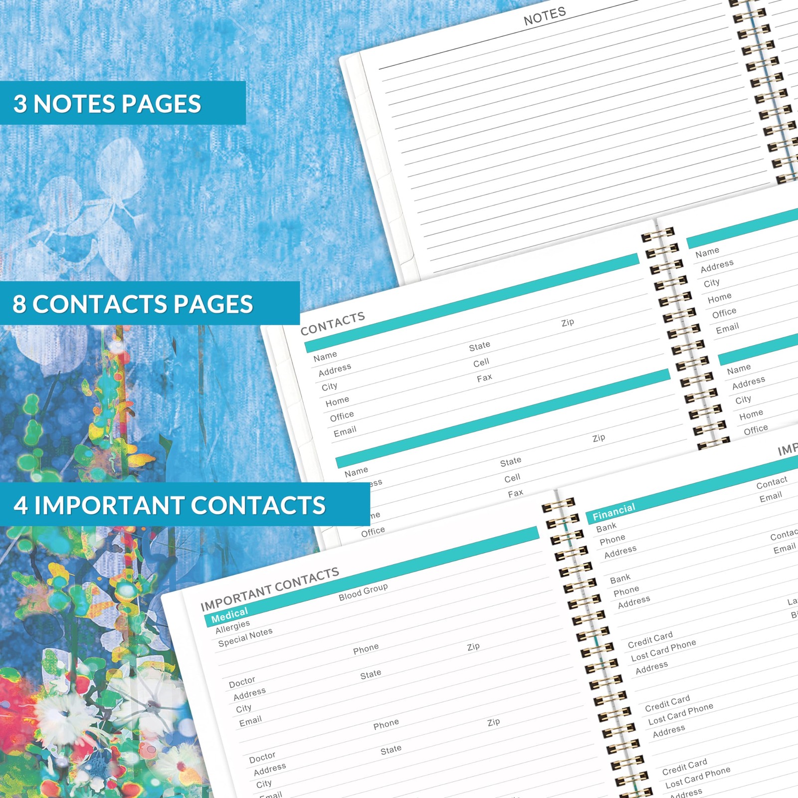 2026 Monthly Planner 9″x11″ with Tabs, Pocket, Twin-Wire Binding, Premium Paper