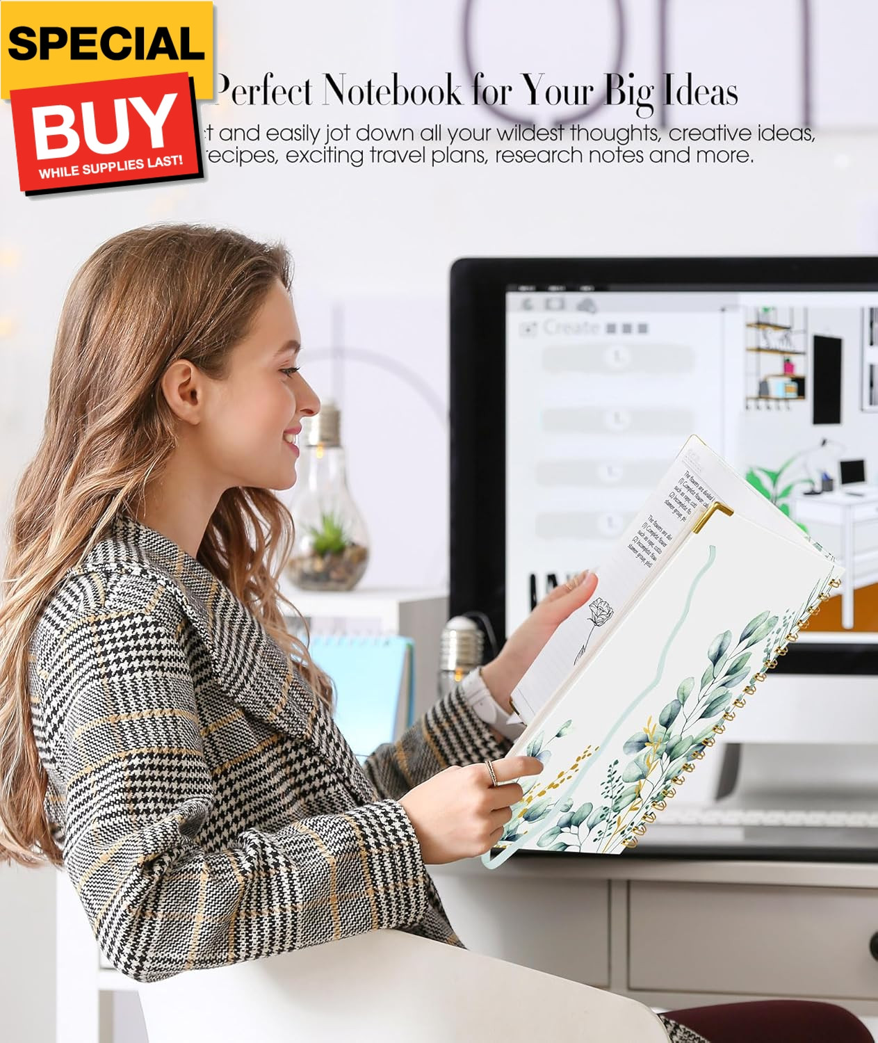 Aesthetic Spiral Notebook Journal for Women, 160 Pages Lined Notebooks 5.75” x 8