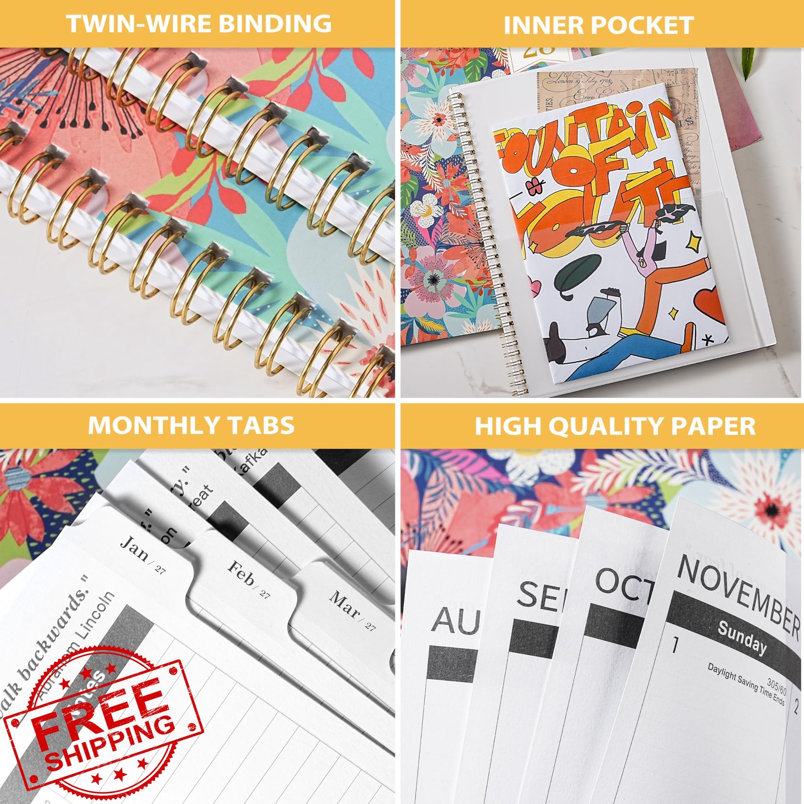 Artfan Planner 2026-2028 Floral Tabs