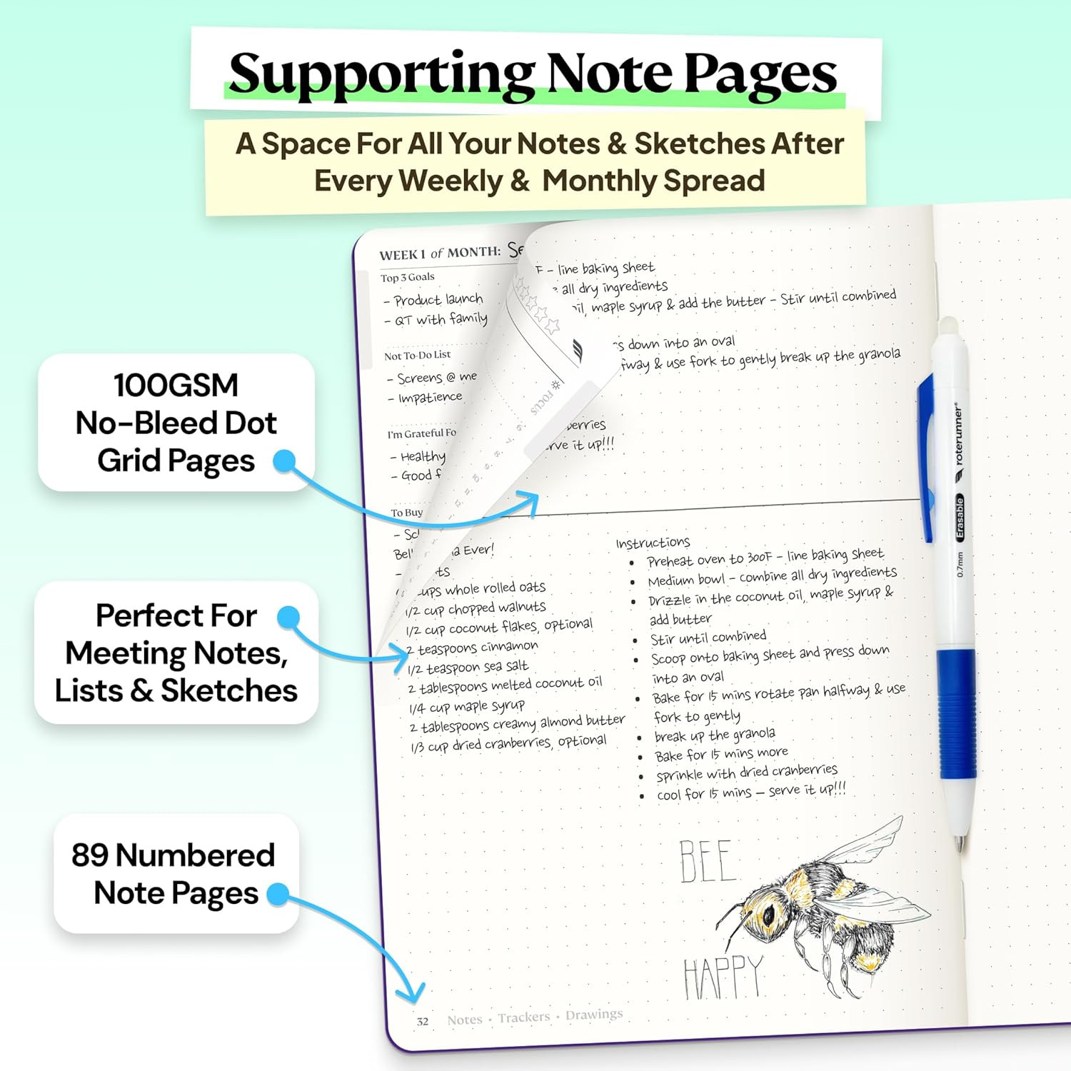 Purpose Planner Notebook A5 5.8”x8.3” Undated 2026 Daily Weekly and Monthly Prod