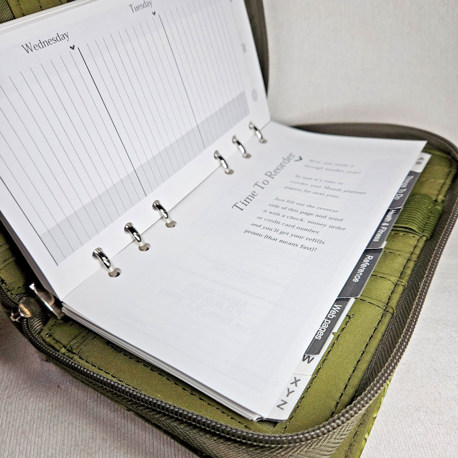 Mundi Mundex Day Planner Organizer Faux Croc Green Double Zip Agenda Unused