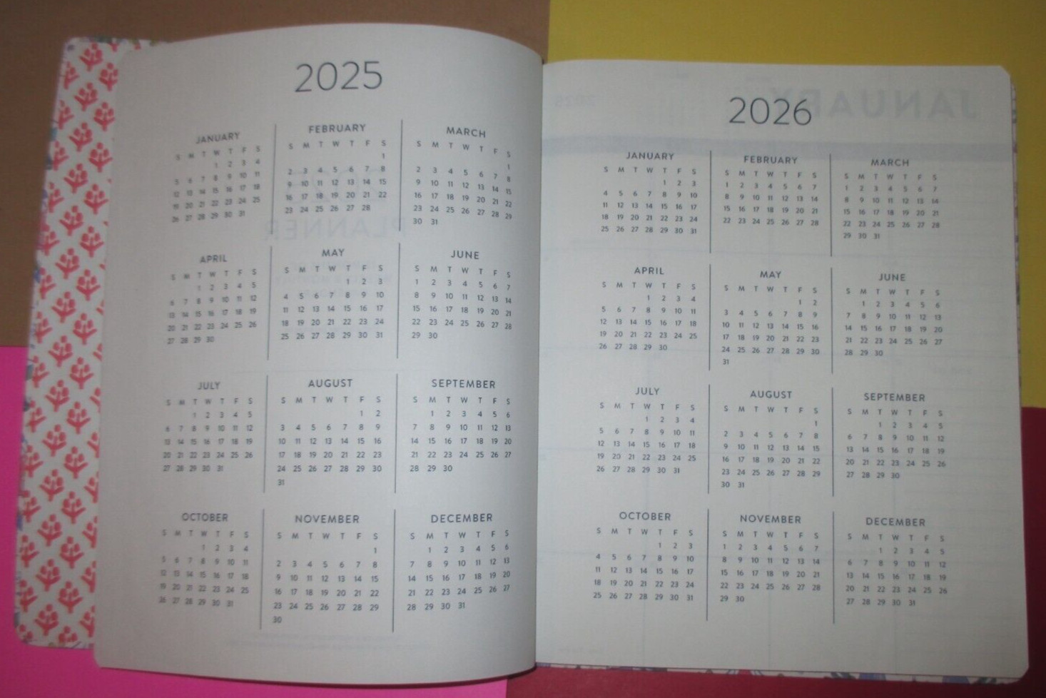 2025 Jan – Dec Weekly & Monthly NOTEs To DO 10X8″ PLANNER – PINK FLOWERs ECCOLO