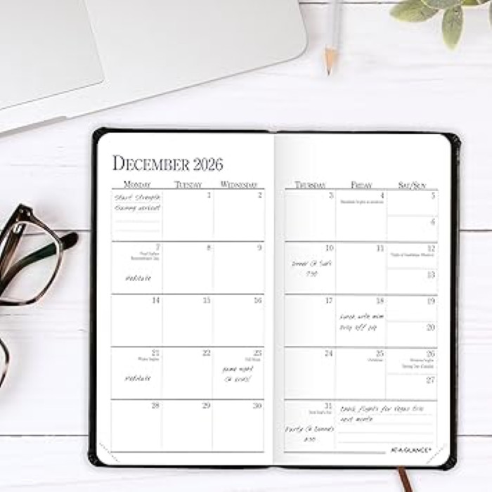AT-A-GLANCE (74020526) 2026 Diary Weekly & Monthly, 3″ x 6″ Pocket Size