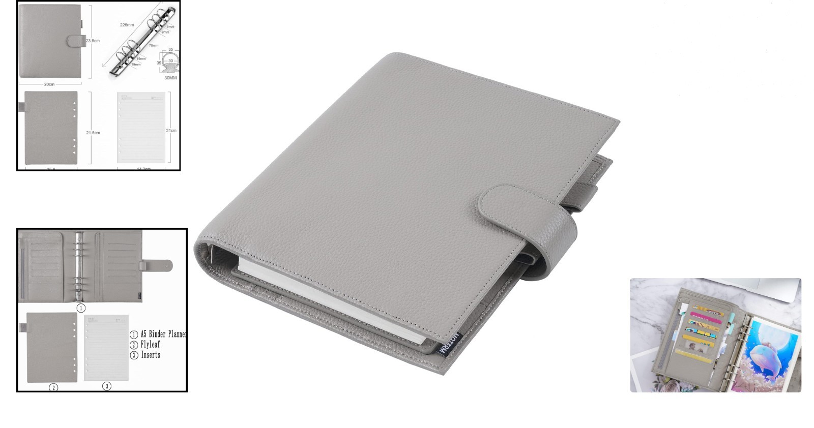 Elegant A5 Leather Planner – 30mm Rings & Multiple Card Slots for Professionals