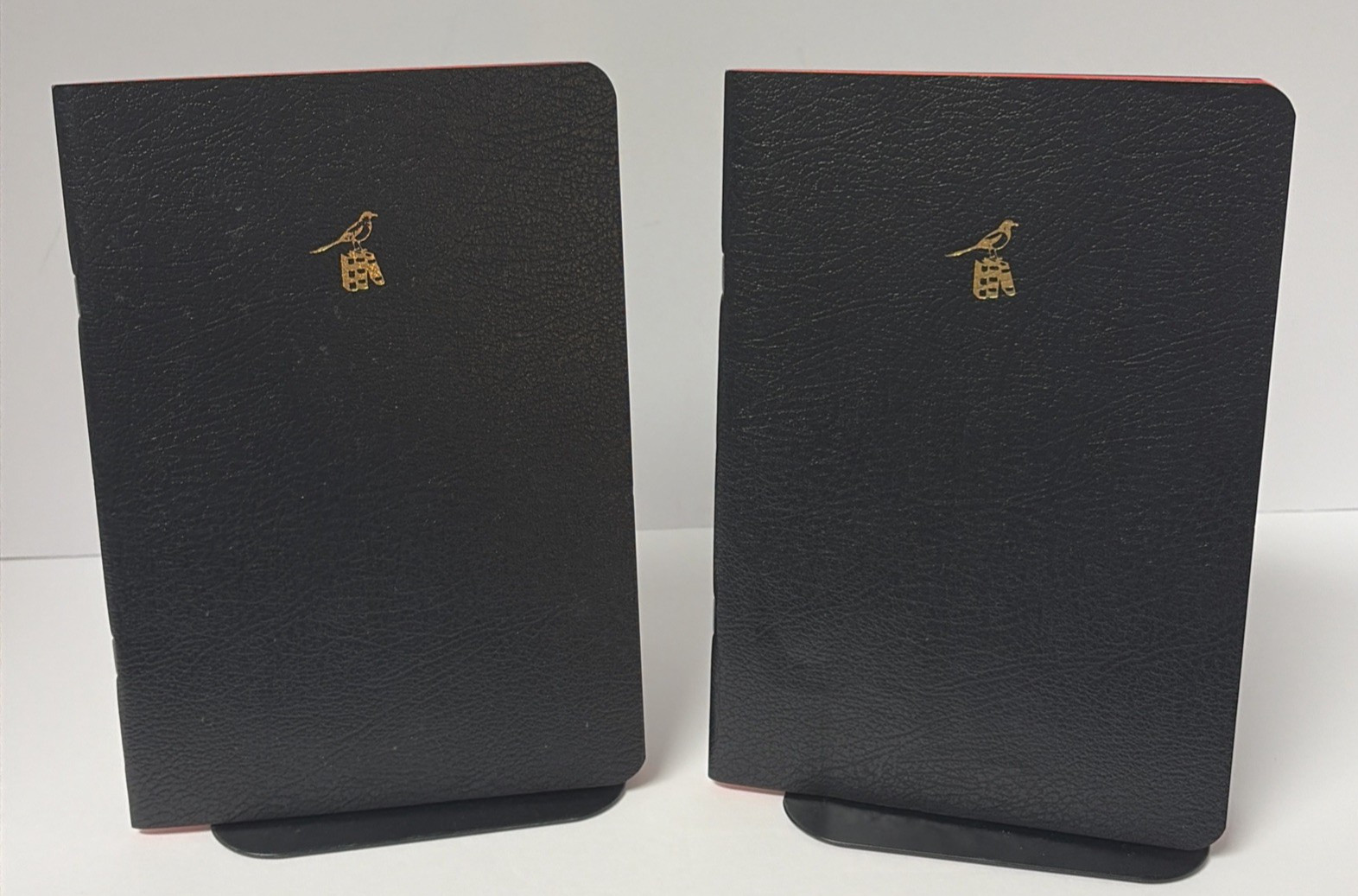 Two Bieffe Handmade Italy Lined Notebooks Black Exercise Journals Faux Leather
