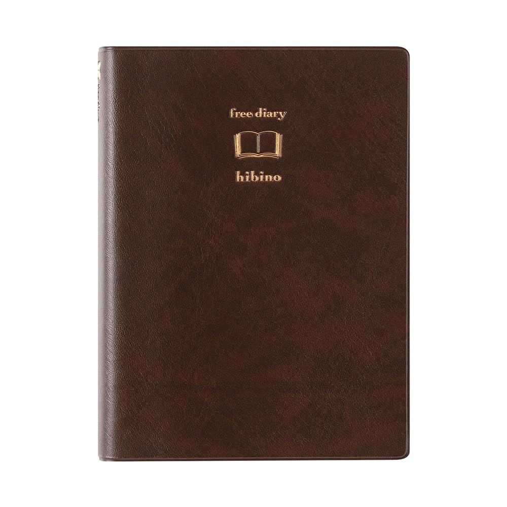 Midori Hibino Free Diary A6 size 2 Pages per Day Brown 15396006 Japanese New