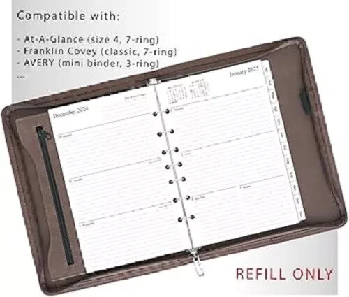 2025 Weekly & Monthly Planner Refill, 5-1/2″ x 8-1/2″, Runs from January 2025 to