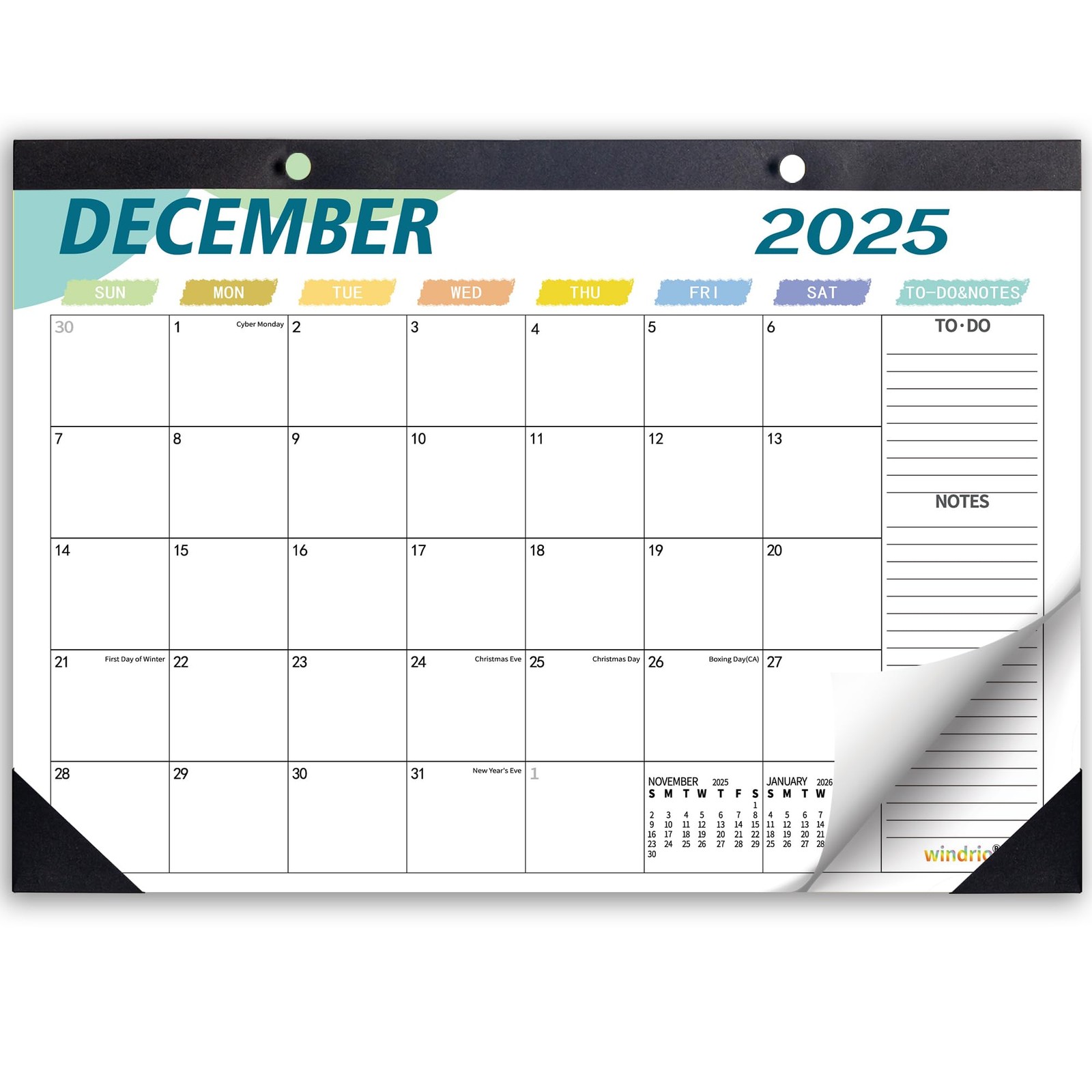 Desk Calendar 2026 Wall Calendars, November 2025 – December 2026 Green