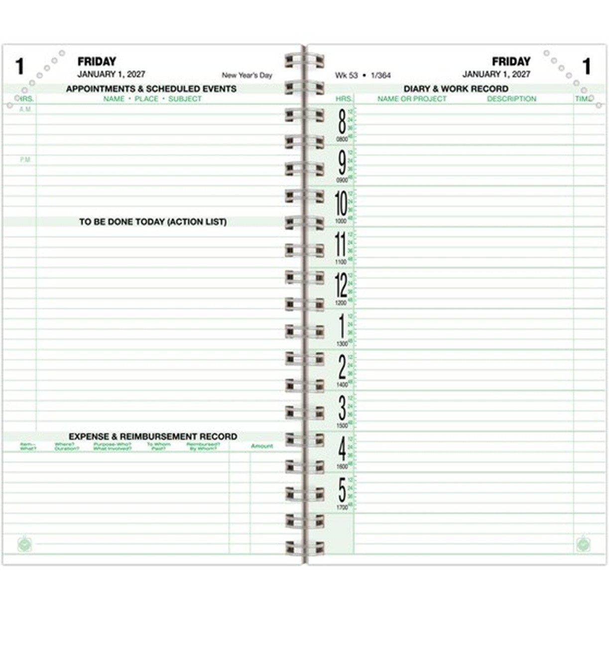 Day-Timer Jan-Dec 2027, 2-Page/Day Orig Planner Refill Pocket 3.5×6.5″ +Extras