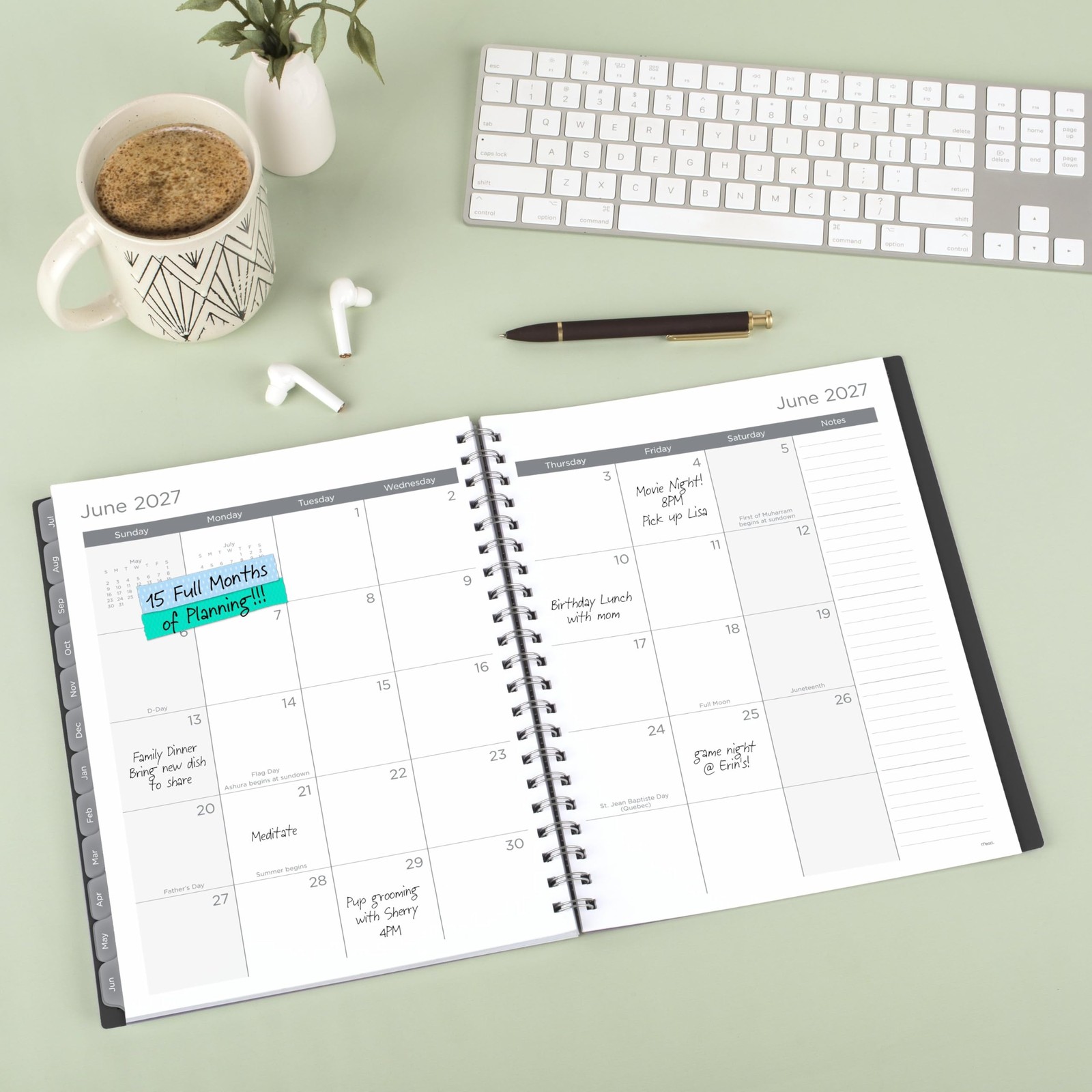 Planner 2026-2027 Weekly & Monthly Academic 15-Month April-June, 8-1/2″ x 11″…