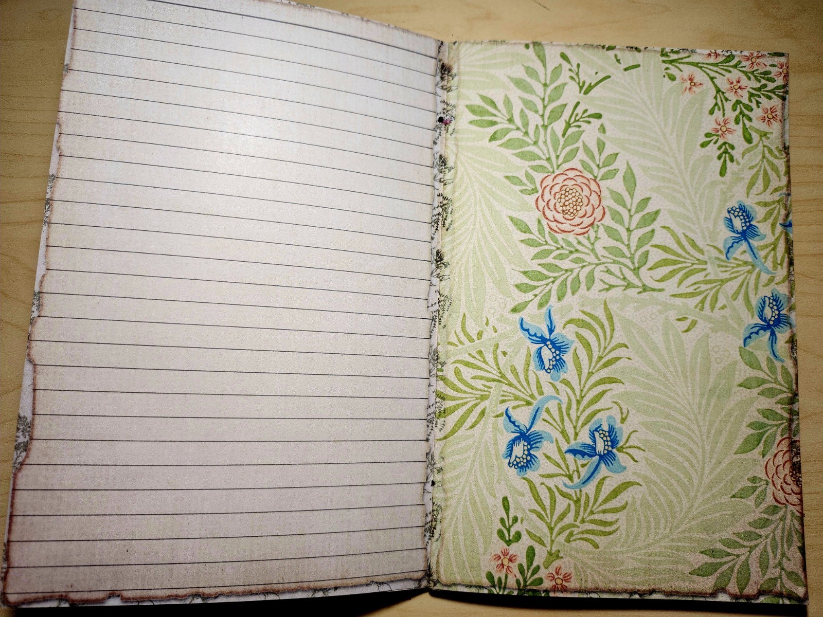 Junk Journal Booklet “BOTANY” Handmade Botanical Wildflowers Lg 8.5″x5.5″ 40pgs