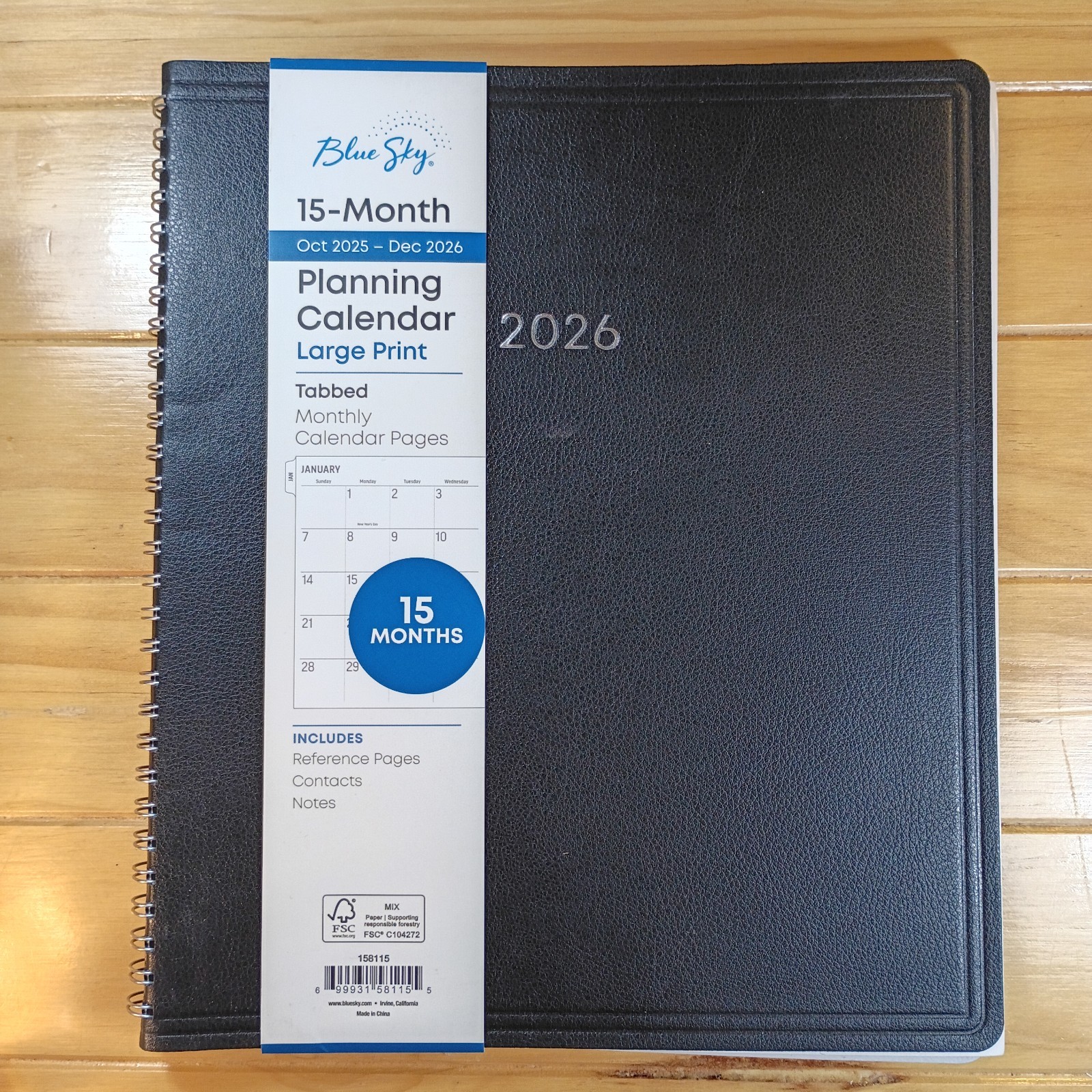 Blue Sky 15 Month Planner Oct 2025 – Dec 2026 Large Print 158115 New.