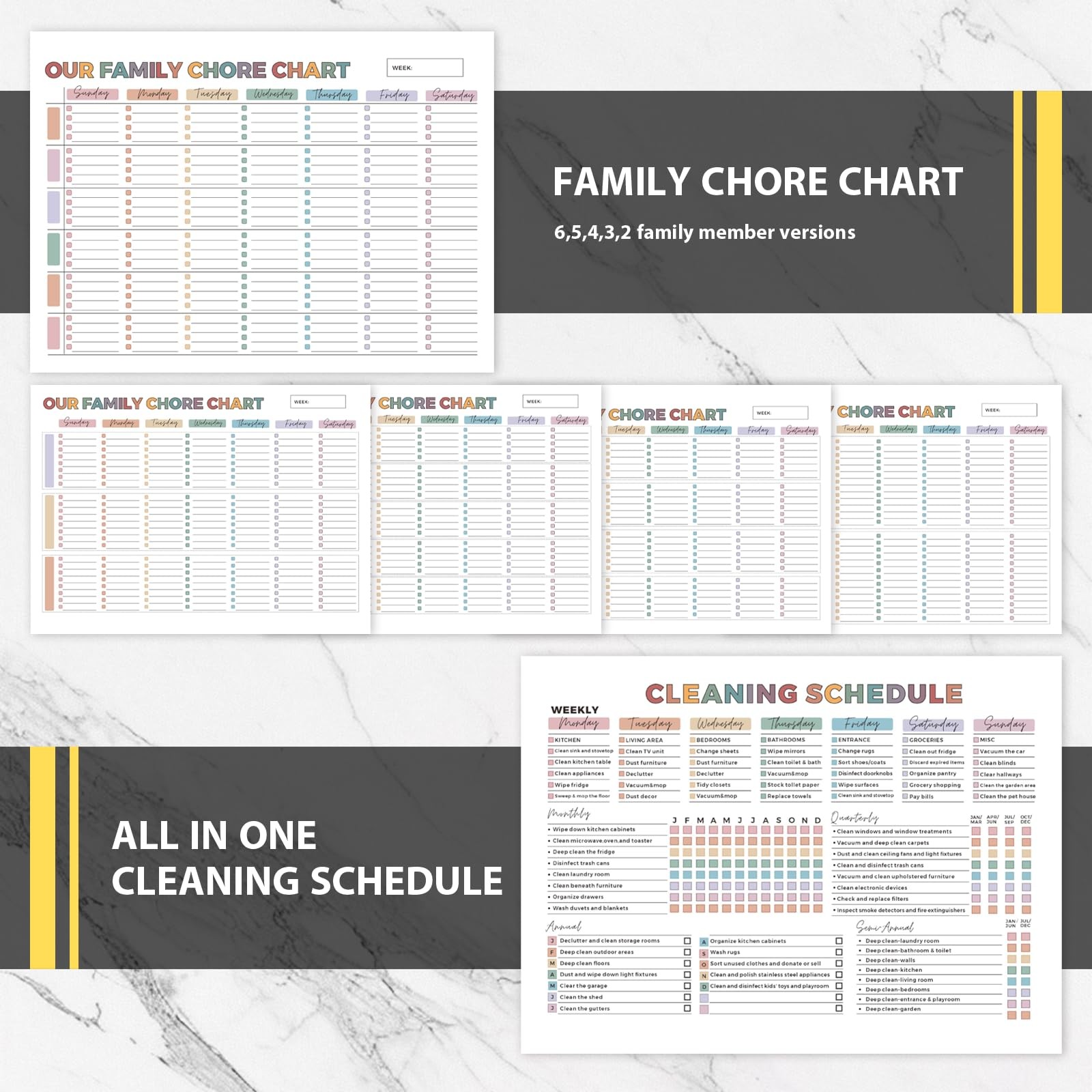 ADHD Cleaning Planner, Weekly A4 – 28.5cm × 21cm (11.22 × 8.27 inches), Gold