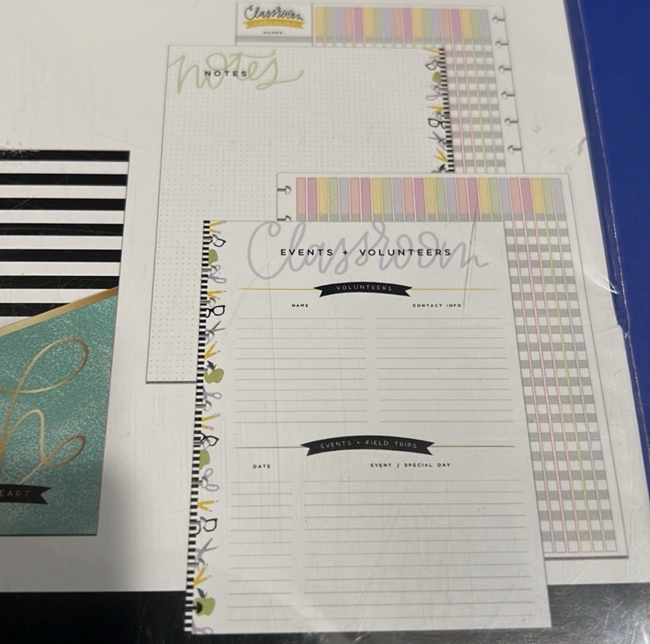 Happy Planner Teacher Accessory Pack 92 Pc Stickers Folder Bookmark Paper New