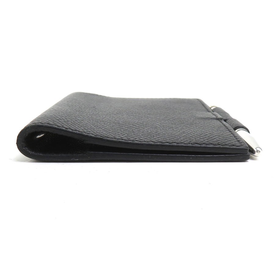 Auth HERMES Agenda/Note Cover Ballpoint Pen Set Black/Silver Leather/925 e61942a