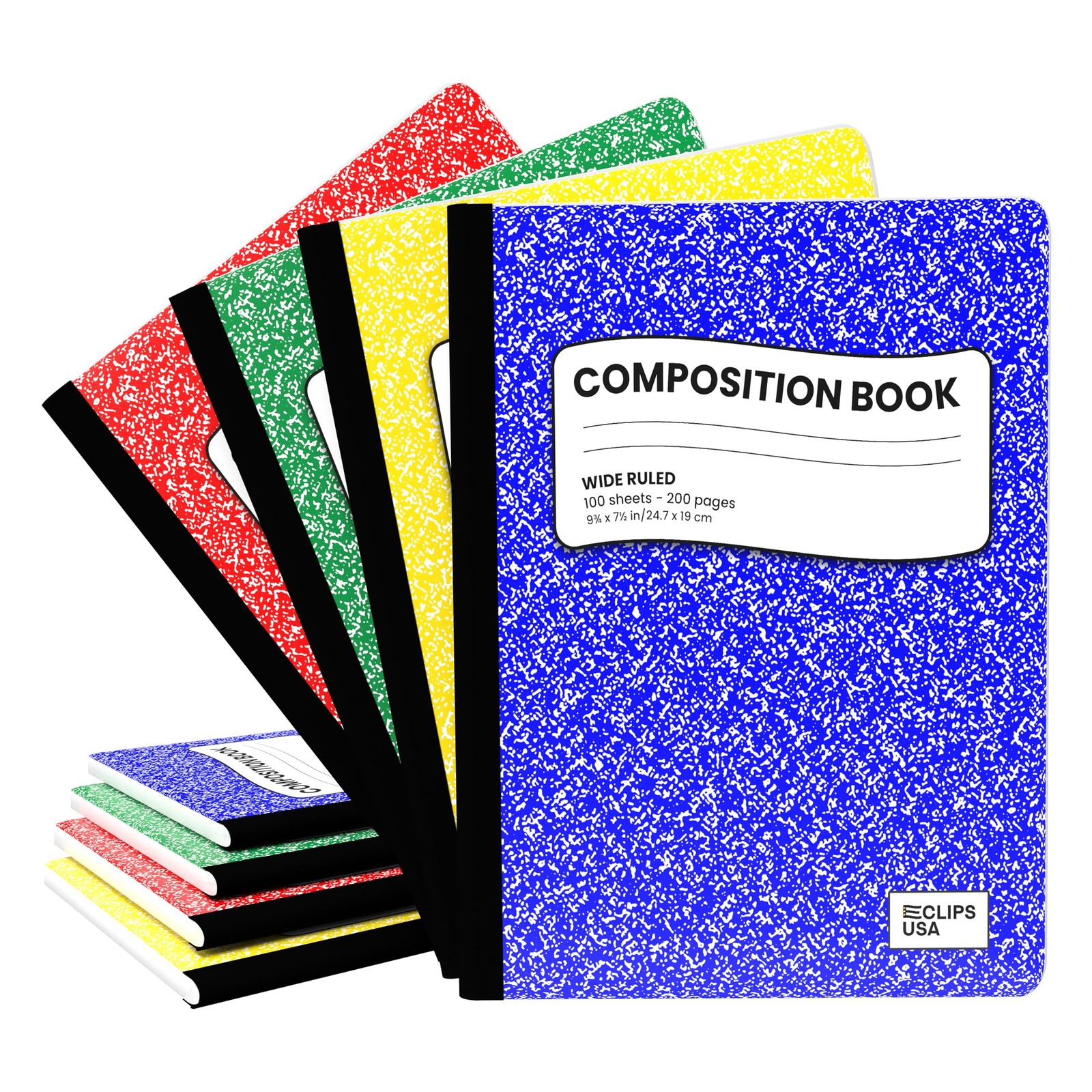 E-CLIPS USA Wide Ruled Composition Notebooks for School (Assorted Colors)…
