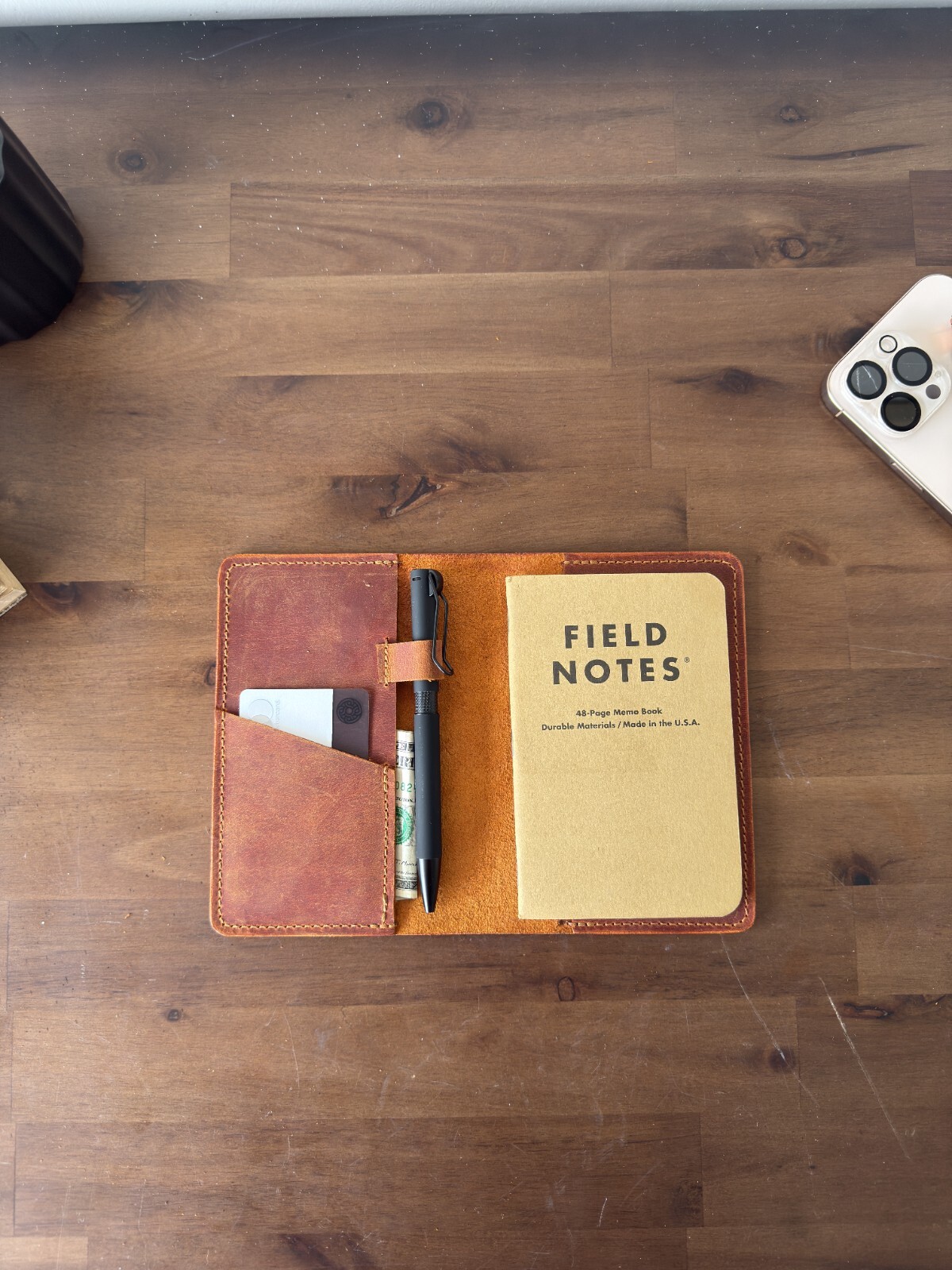 Handmade Refillable Notebook Case – Personalized Field Notes Leather Cover