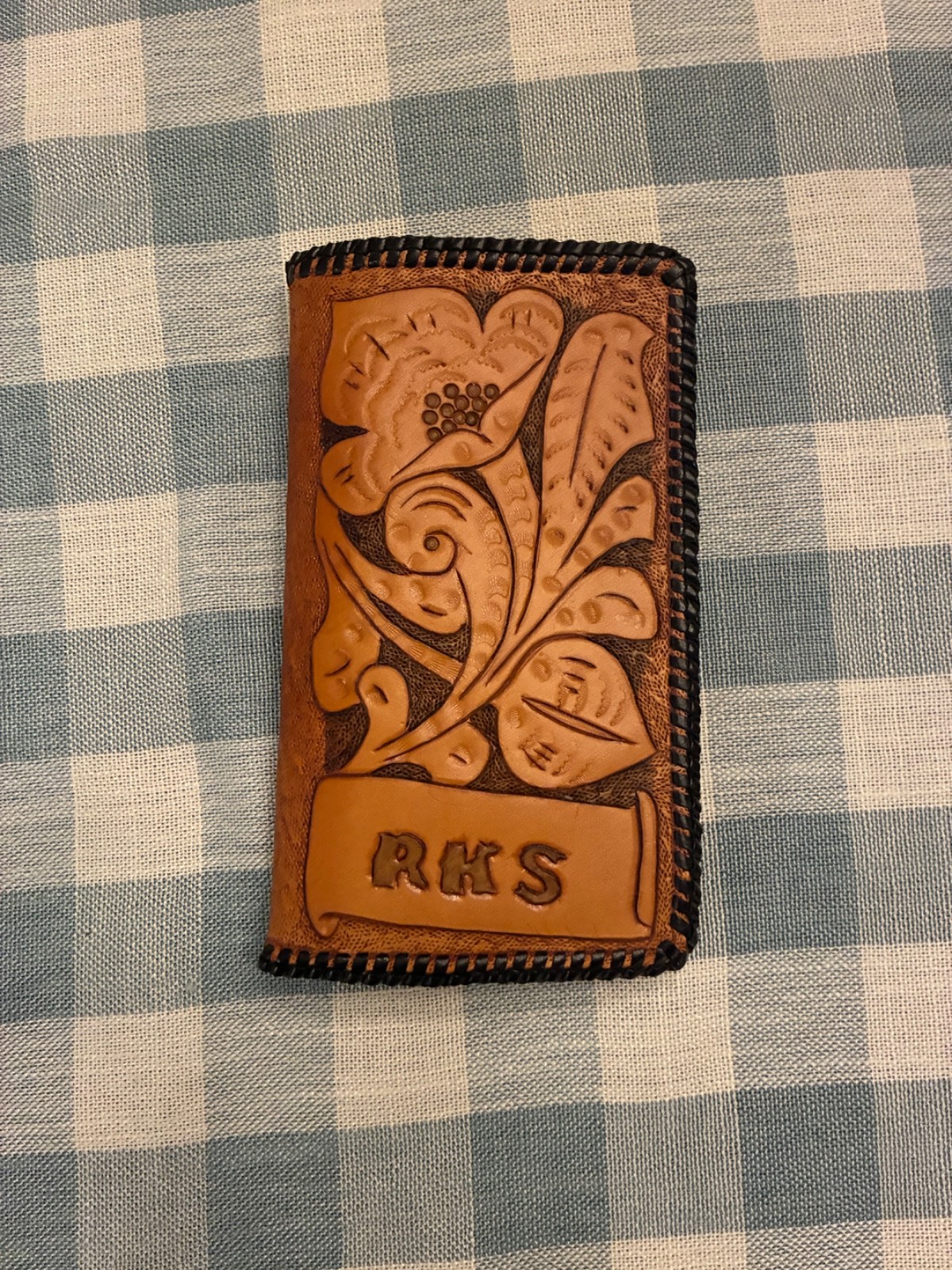 Custom Made Hand Tooled Leather Binder Wallet Pouch 5 PIECE LOT!!! Matching SET!