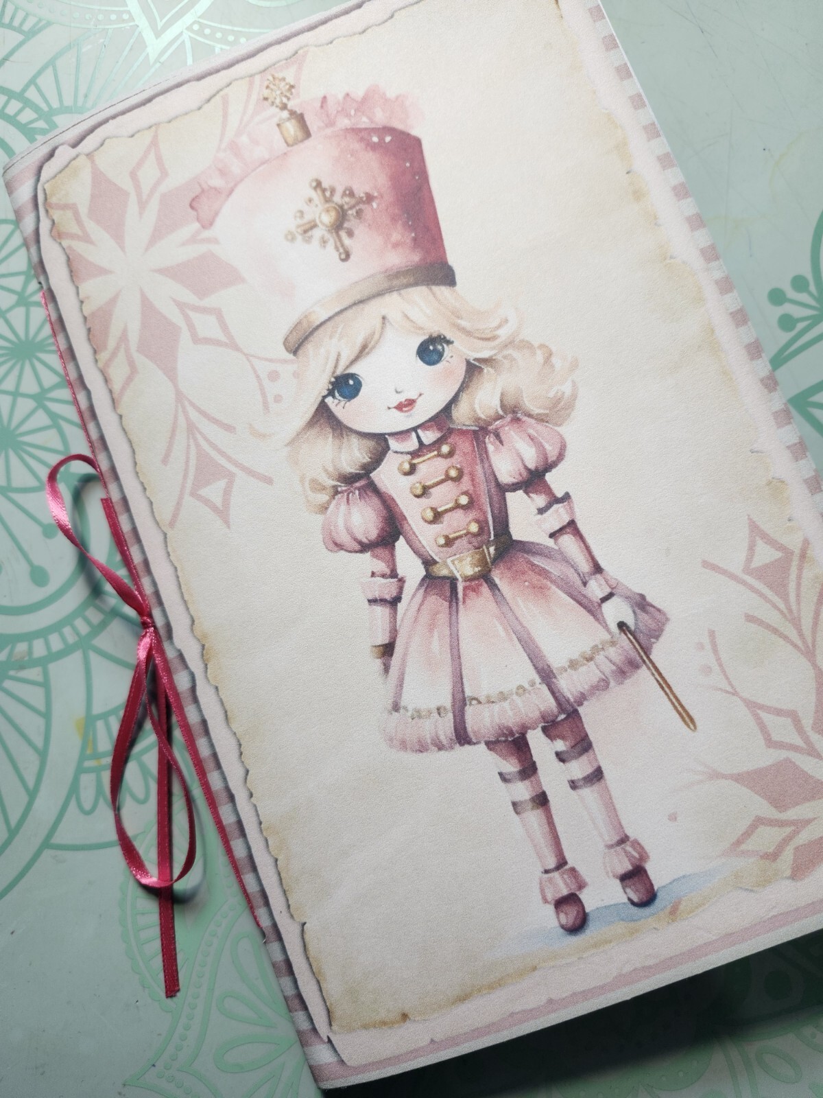 Junk Journal Booklet “PINK CHRISTMAS” Christmas Pink Holiday LG 9X6 40pgs