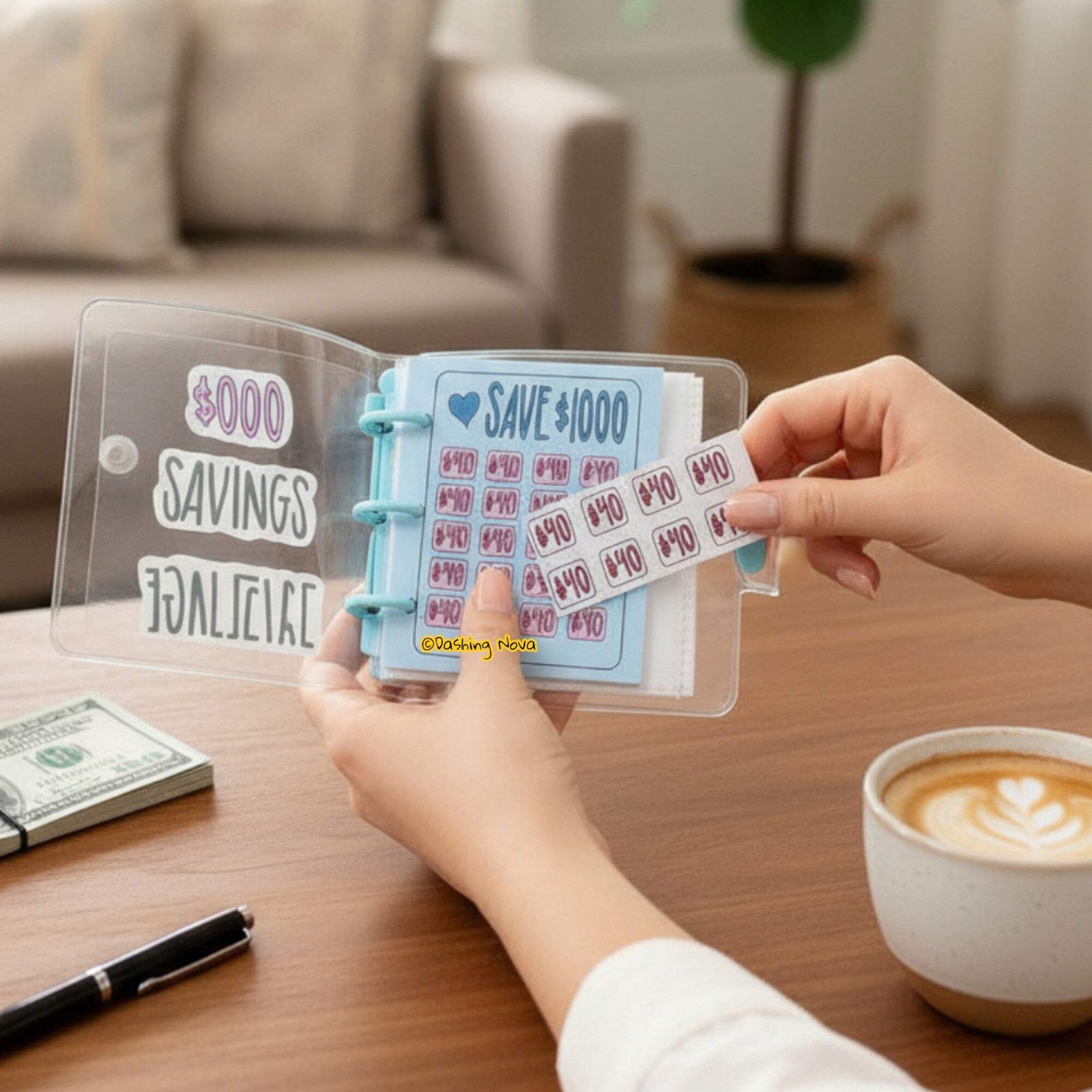 Saving Challenge Book $1000, 3 Ring Binder Clear Cover Money Saving Binder Book
