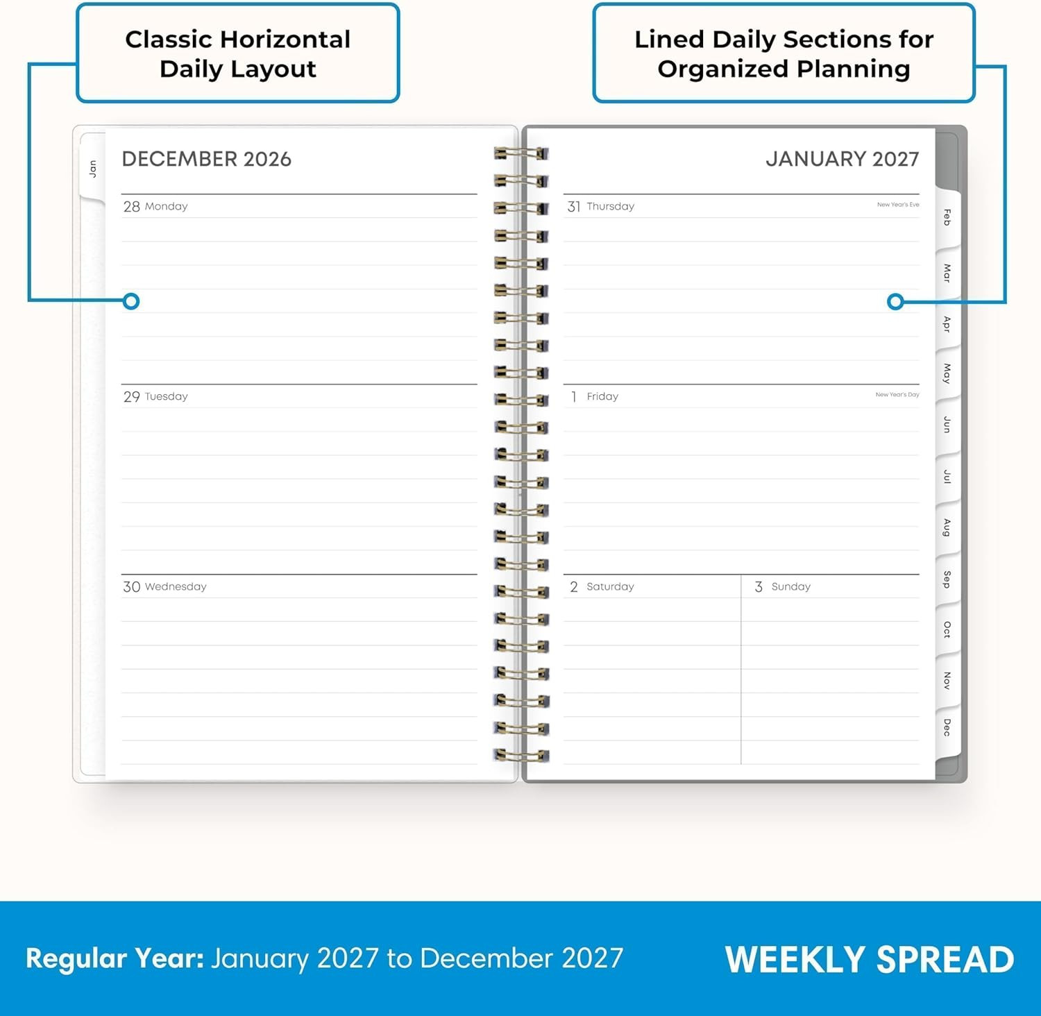 2027 Weekly and Monthly Planner Calendar, January 2027 – December 2027, 5″ X 8″,