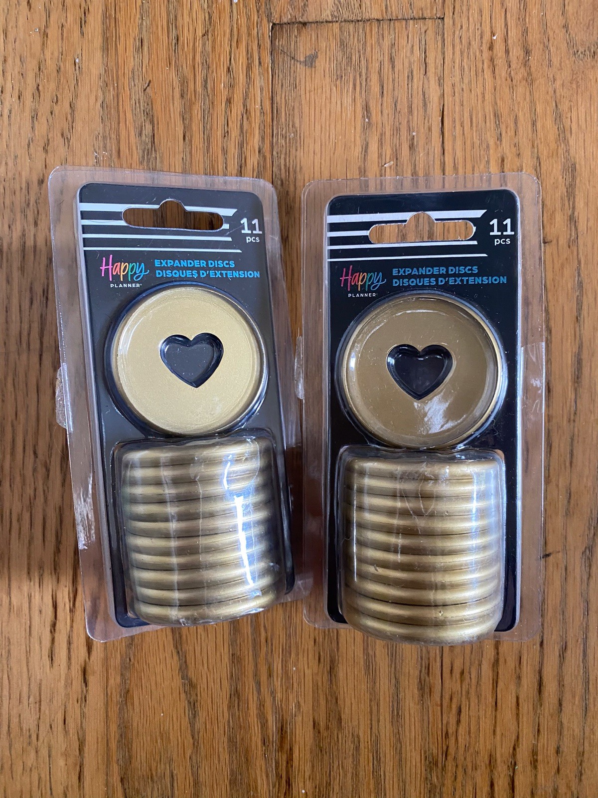 2X Happy Planner Expander Gold 11 Discs Heart cut-out Middle 1 3/4 “