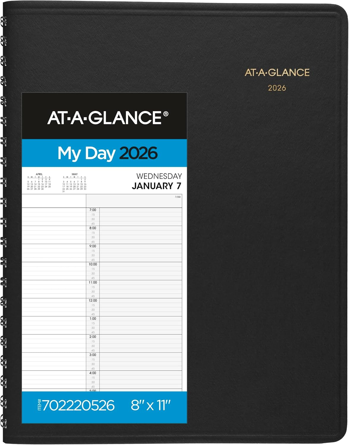 2026 Appointment Book Planner, Daily, 8″ X 11″, Large, Two Person Group, Black