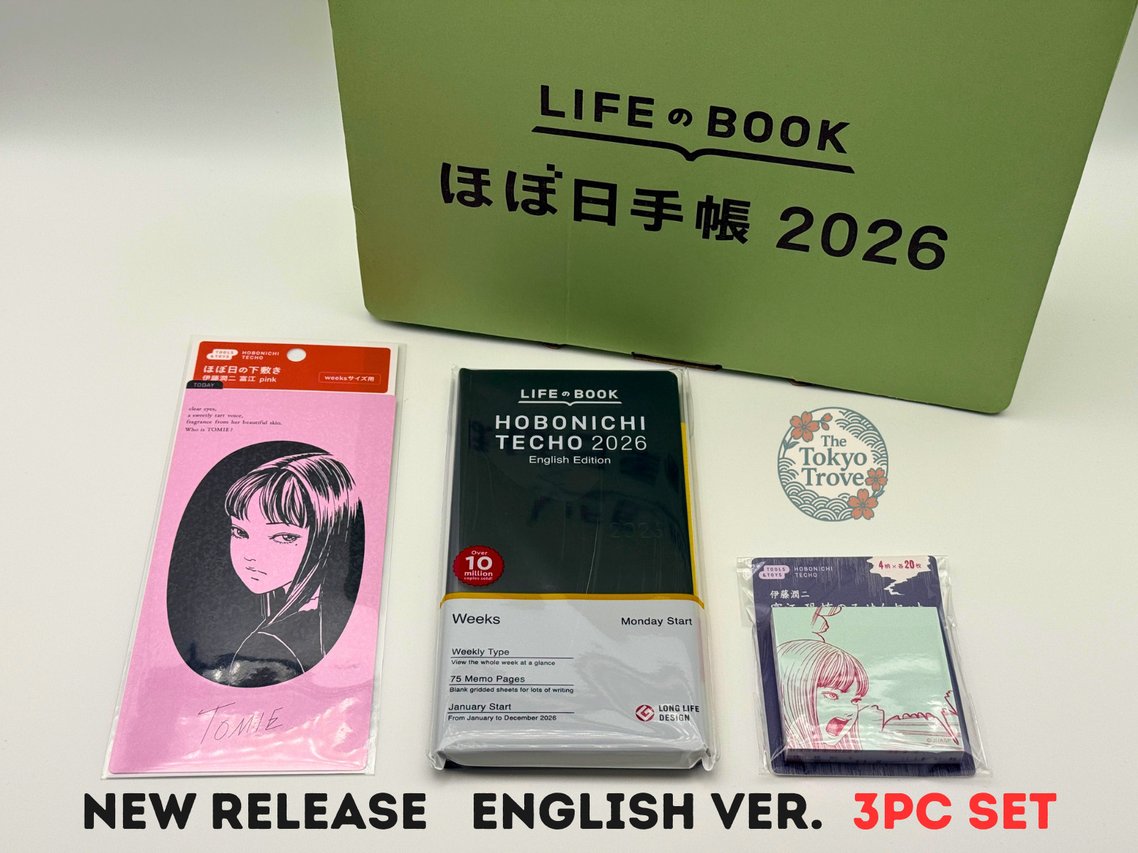 Junji Ito TOMIE Hobonichi 3pc Set 2026 English Weeks Planner Board Notes Japan