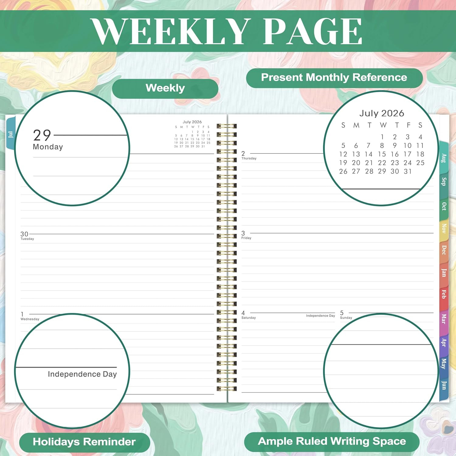 2026-2027 Planner – From JUL 2026 to JUN 2027, 9″ x 11″, Weekly and Monthly Cale