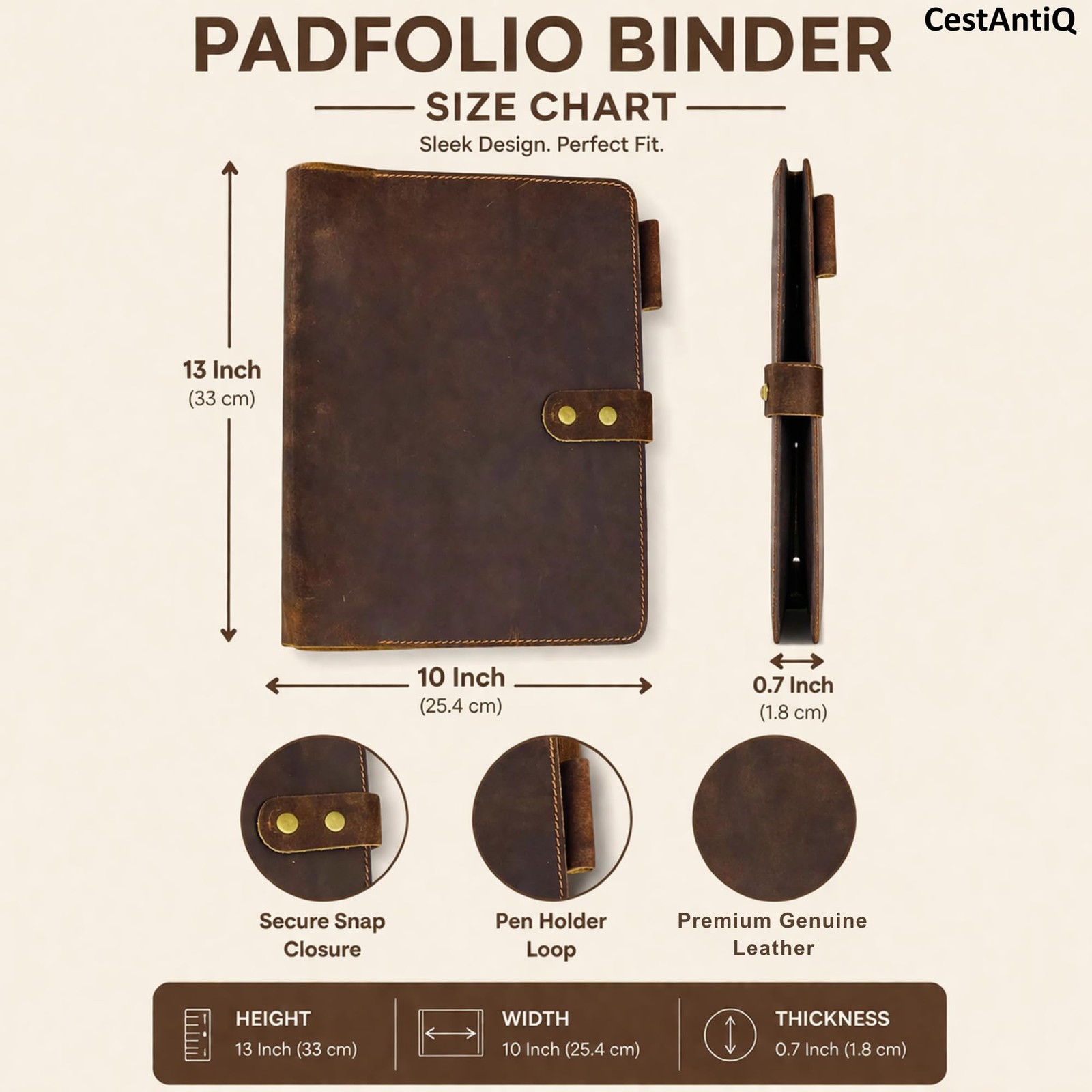 Premium Leather 3-Ring Binder Portfolio, 8.5×11 Inch Letter Size Organizer Fo…