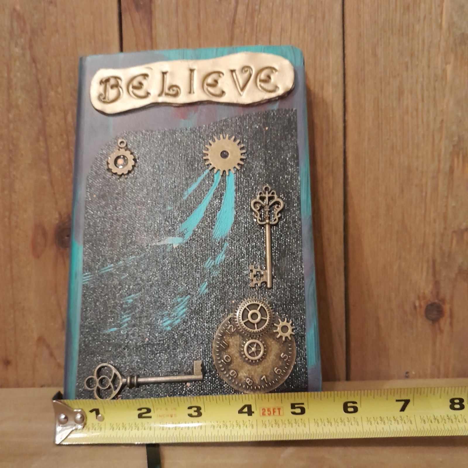 Handmade Leather Writing Journal / Diary Steampunk Gears Keys