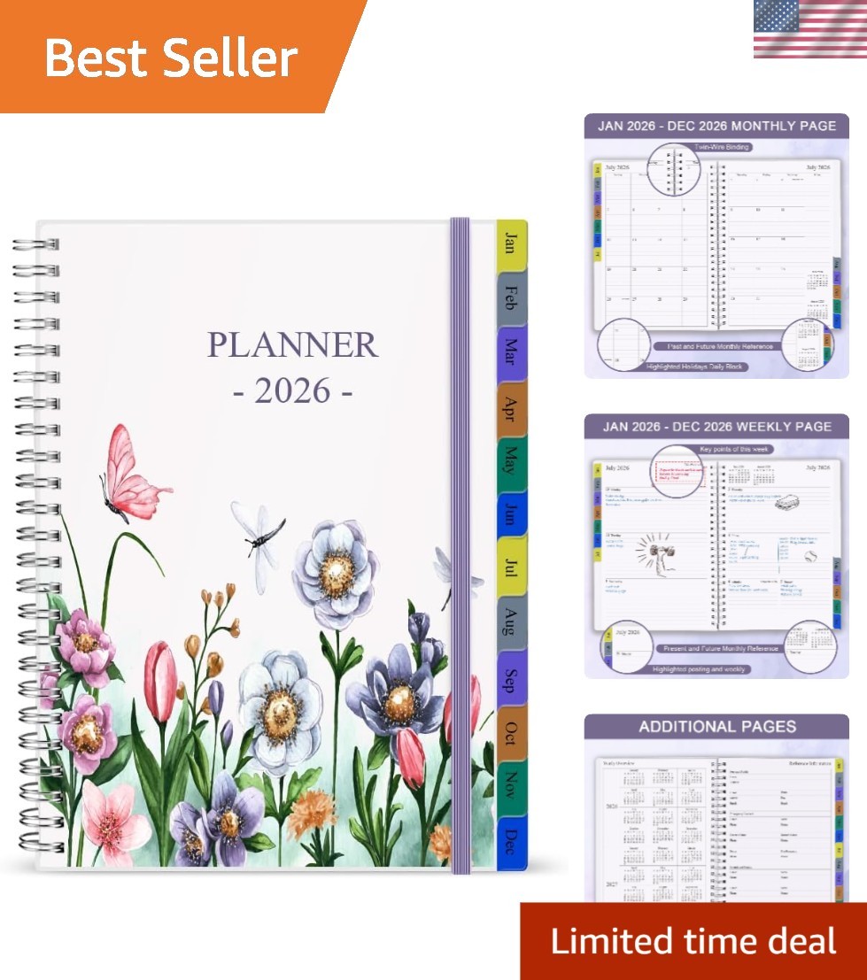 Stylish 2026 Planner – Weekly & Monthly Layout with Durable Flexible Cover