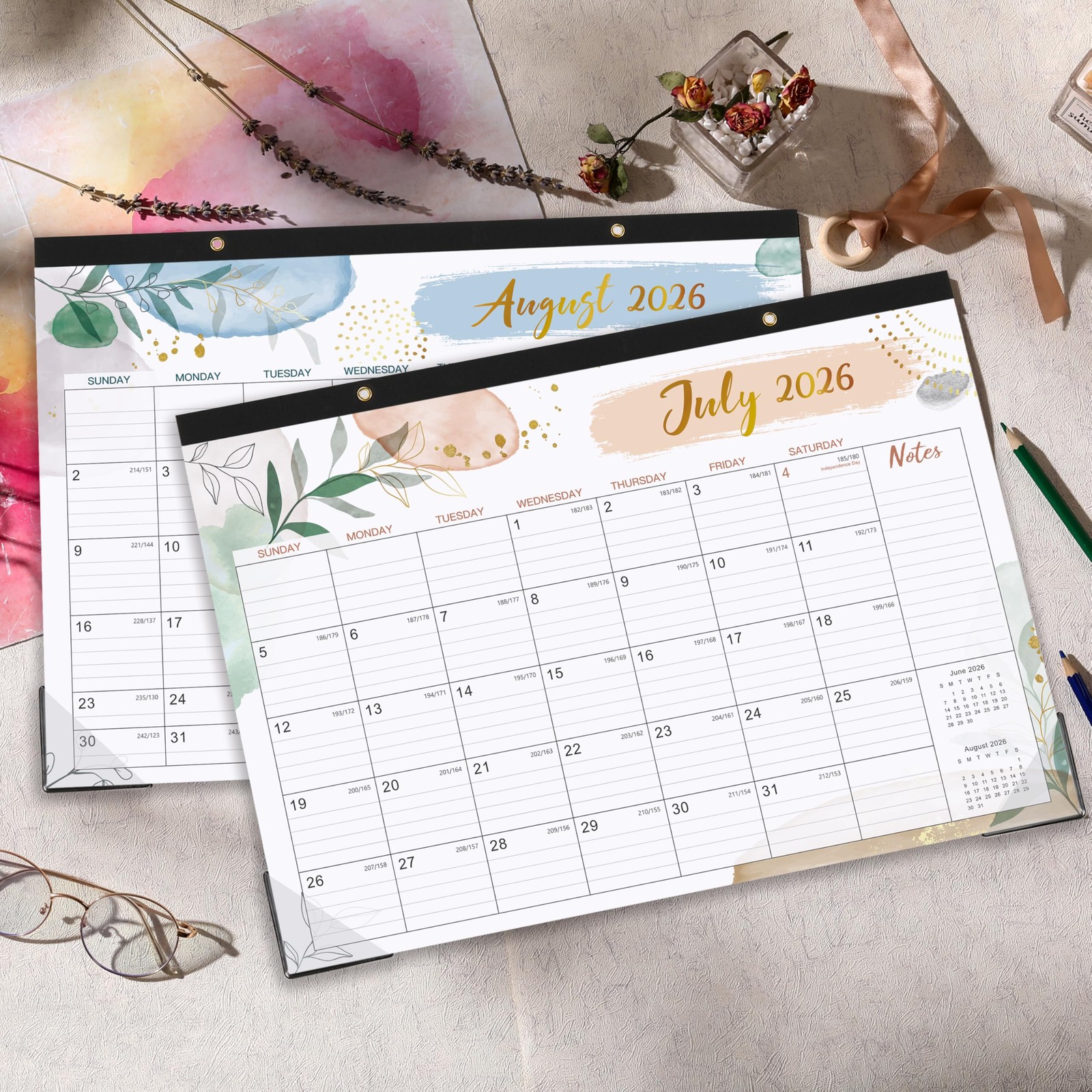 Desk Calendar 2026-2027 – 17×12, July 2026 12″ x 17″