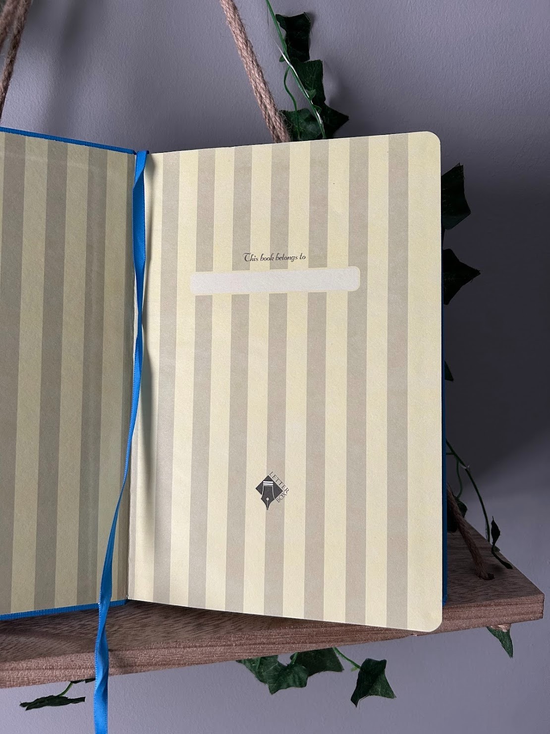 Letterbox Hardcover Lined Notebook Journal Blue Elastic Closure Ribbon Bookmark
